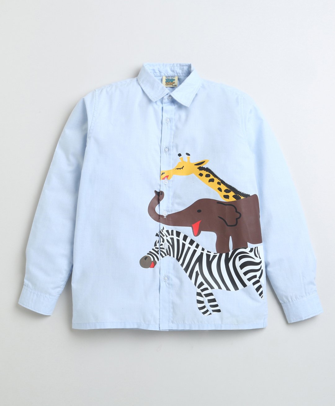 ZIP ZAP ZOOP Cotton Full Sleeves Animals Printed Shirt - Light Blue-picture-25