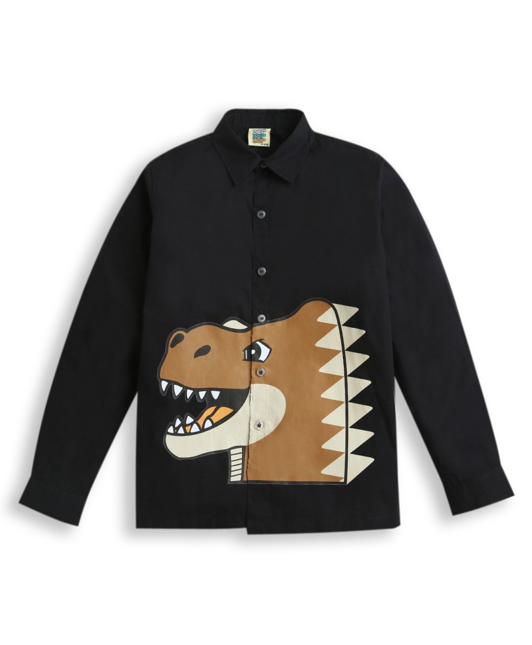 ZIP ZAP ZOOP Cotton Full Sleeves Dinosaur Printed Shirt - Black-picture-16