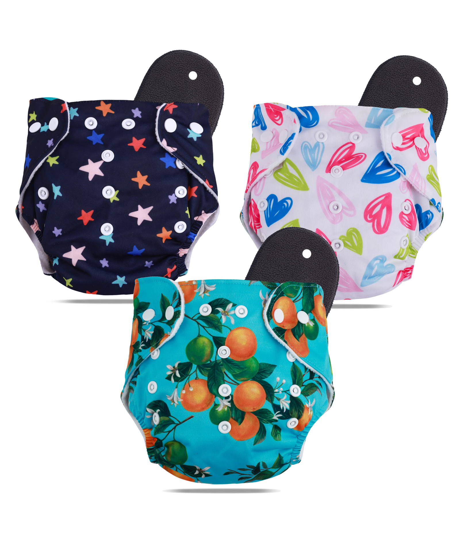 devico Novo Baby Leakage ProofWashable & Reusable Cloth Diaper with 5 Layer High Absorbent and Quick Dry Pads Nappy Freesize Pack of 3- Multicolor-picture-15