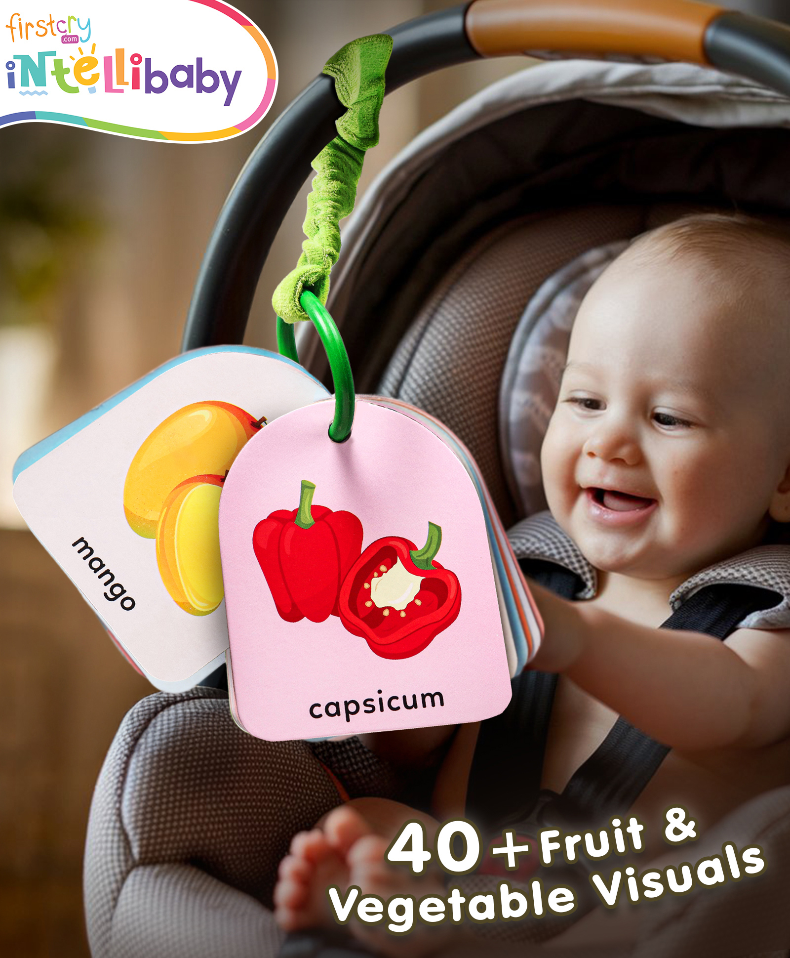 Intellibaby First High-Contrast Visual Brain Flashcards Fruits & Vegetables | Early Learning & Visual Stimulation | Multicoloured | For Gifting | Paediatrician Approved | BIS Certified-picture-25