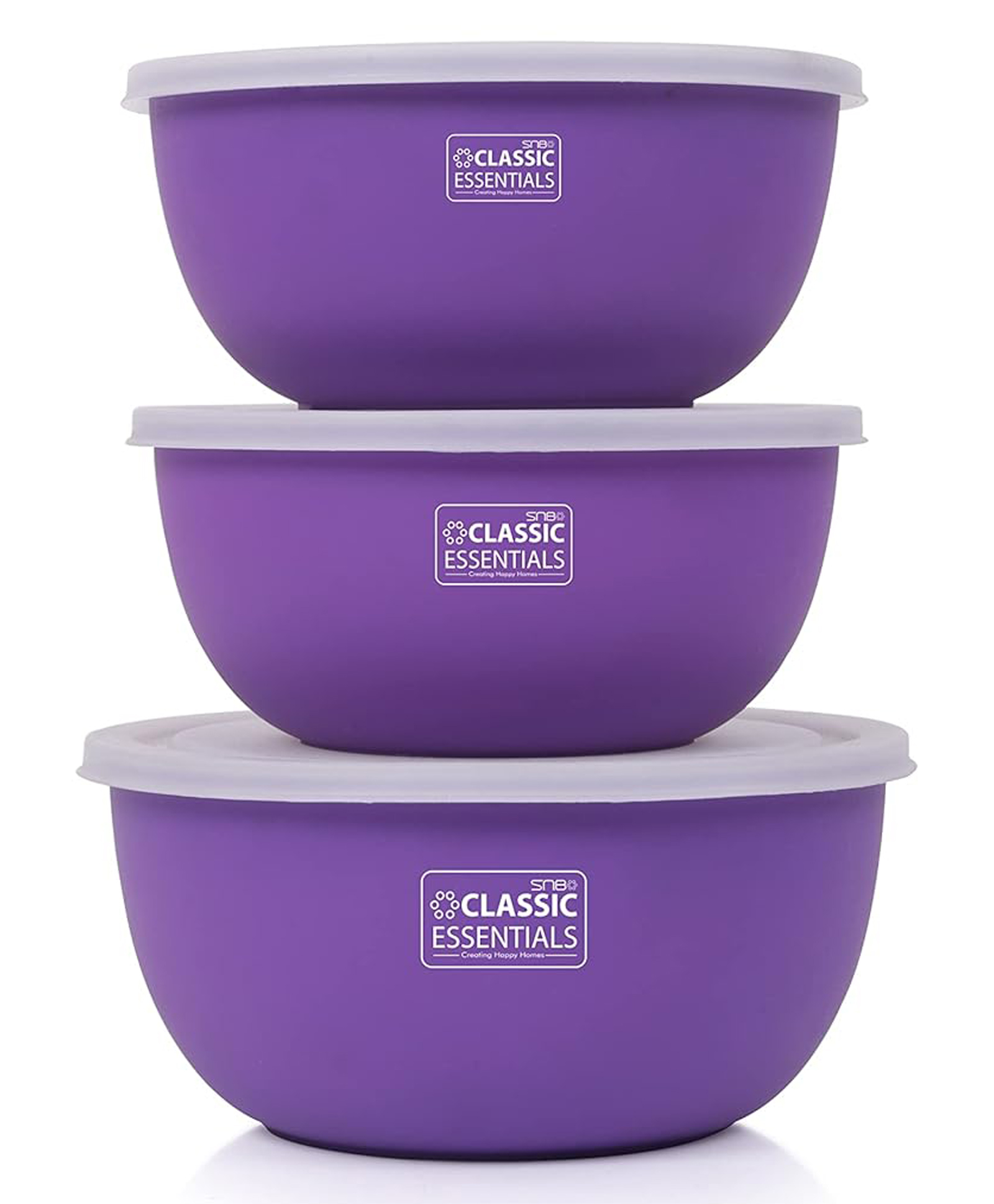 Classic Essentials Stainless Steel Storage Bowl Microwave Safe Mixing Bowl Set Of 3 Purple (500ml, 750ml,1250ml), (Pack of 3, Purple, White)-image-6