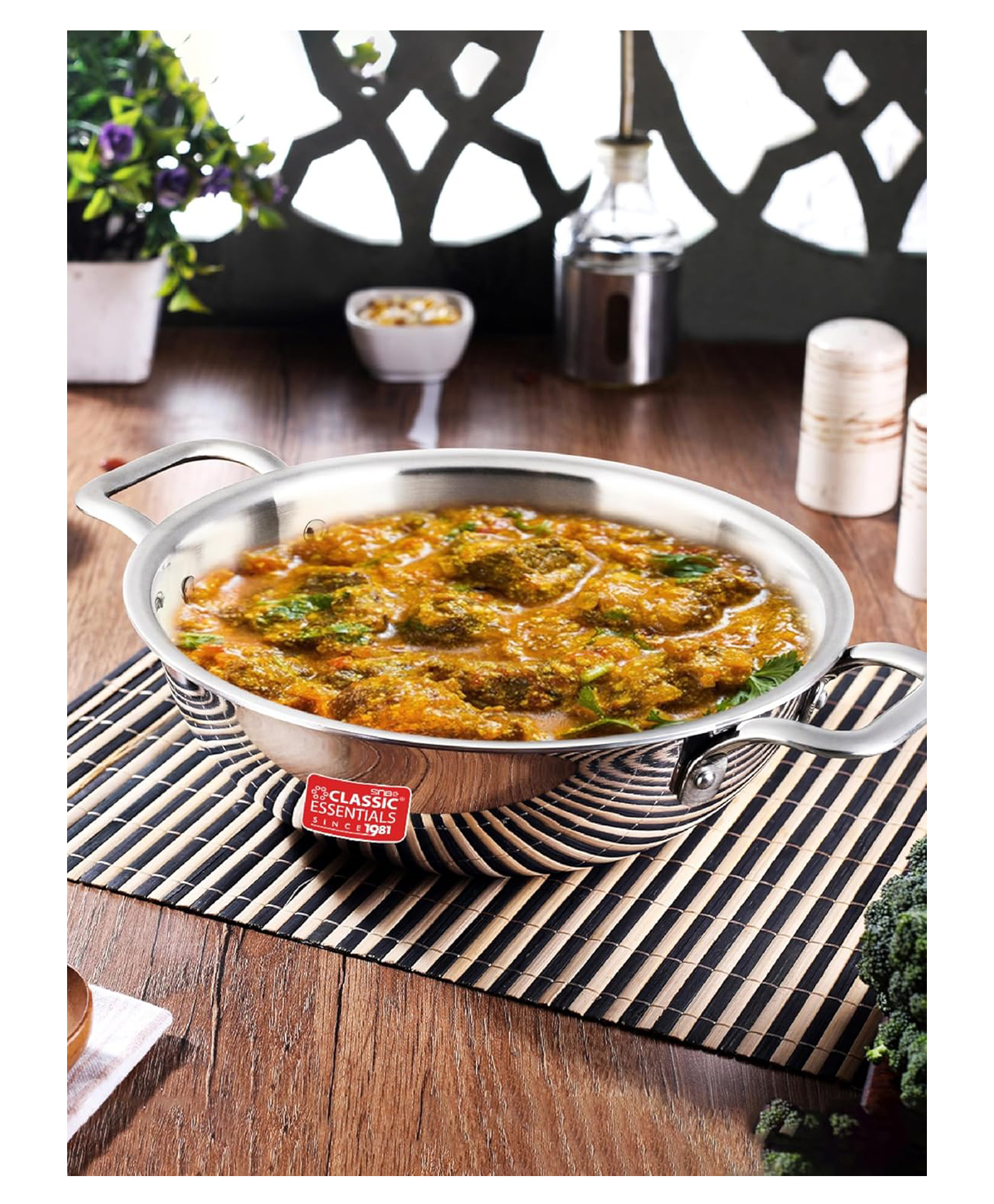 Classic Essentials Triply Kadhai, 3 Layer Stainless Steel Cookware Kadhai 22 cm diameter 2 L capacity (Triply, Induction Bottom)-image-47