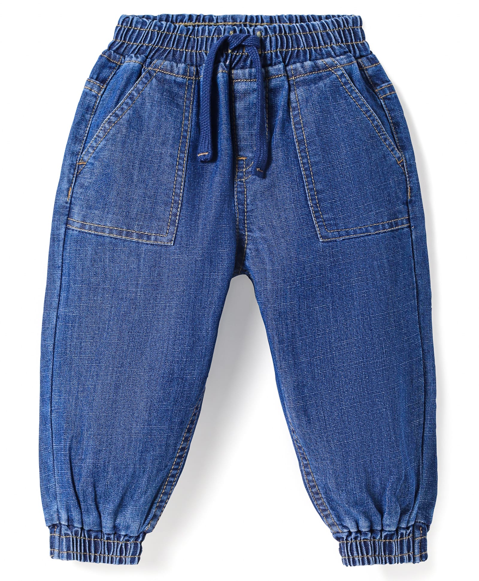 Babyhug Full Length Washed Denim Jeans - Blue-picture-26