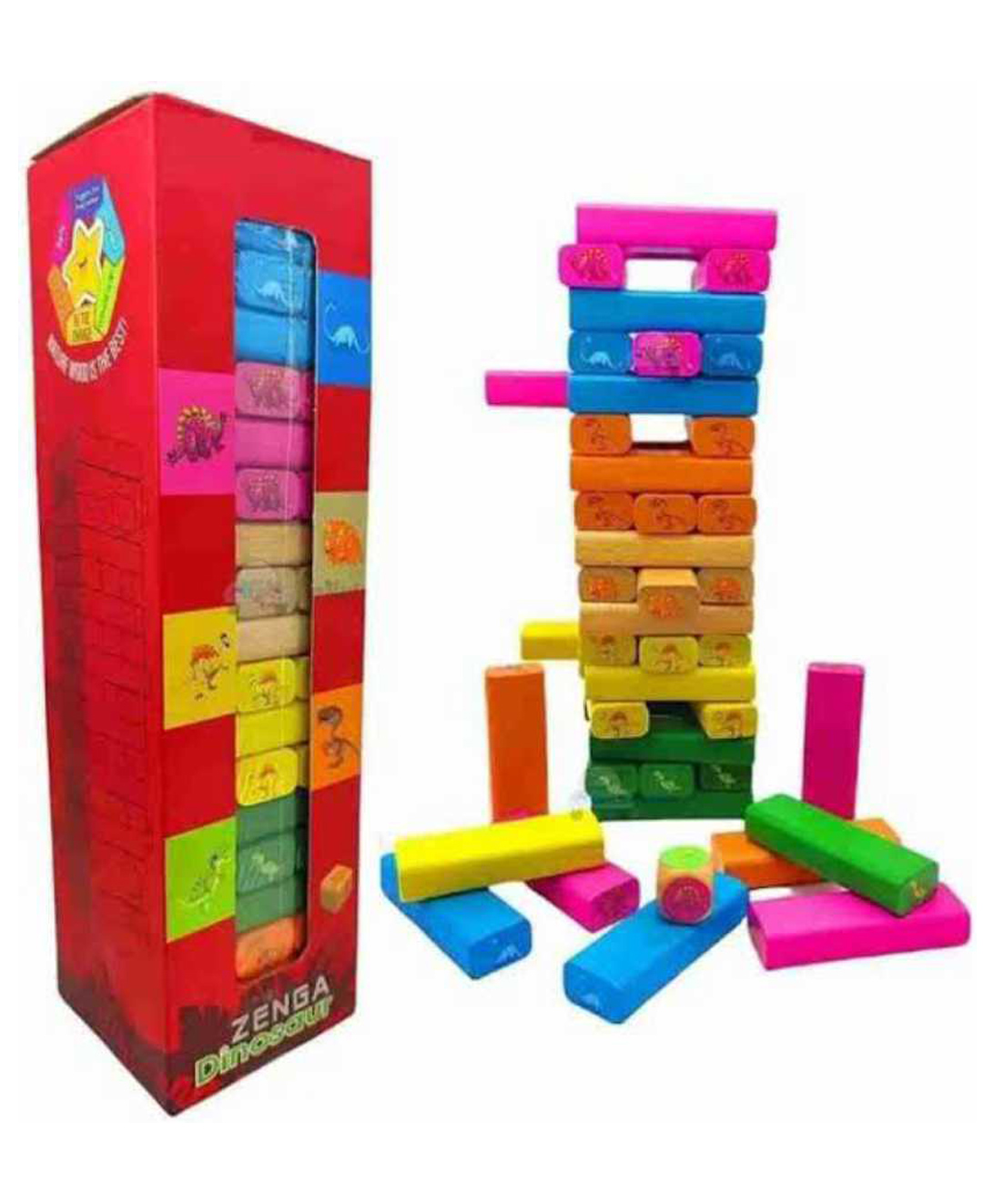 ARCADE TOYS Zenga Dinosaur Buliding & Stacking Wooden Blocks for Kids(54 pcs) - Multicolour
