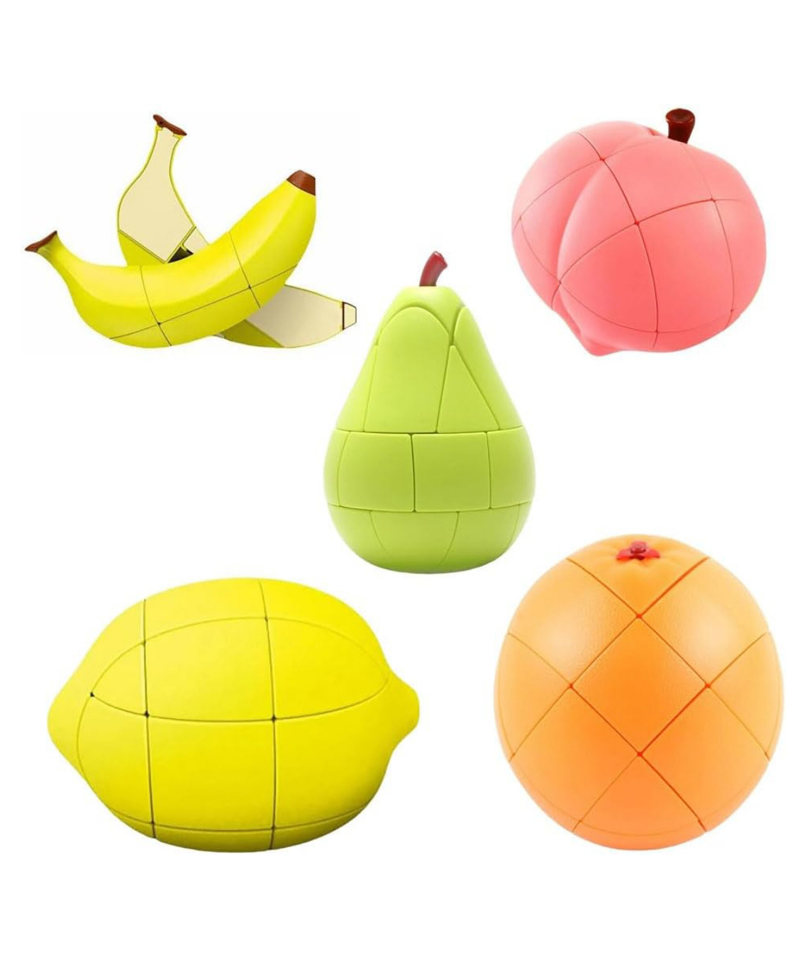 arcade toys ACADE TOYS Banana, Orange, Lemon, Pear & Peach Shape Rubix Cube Set for Kids - Multicolour-picture-4