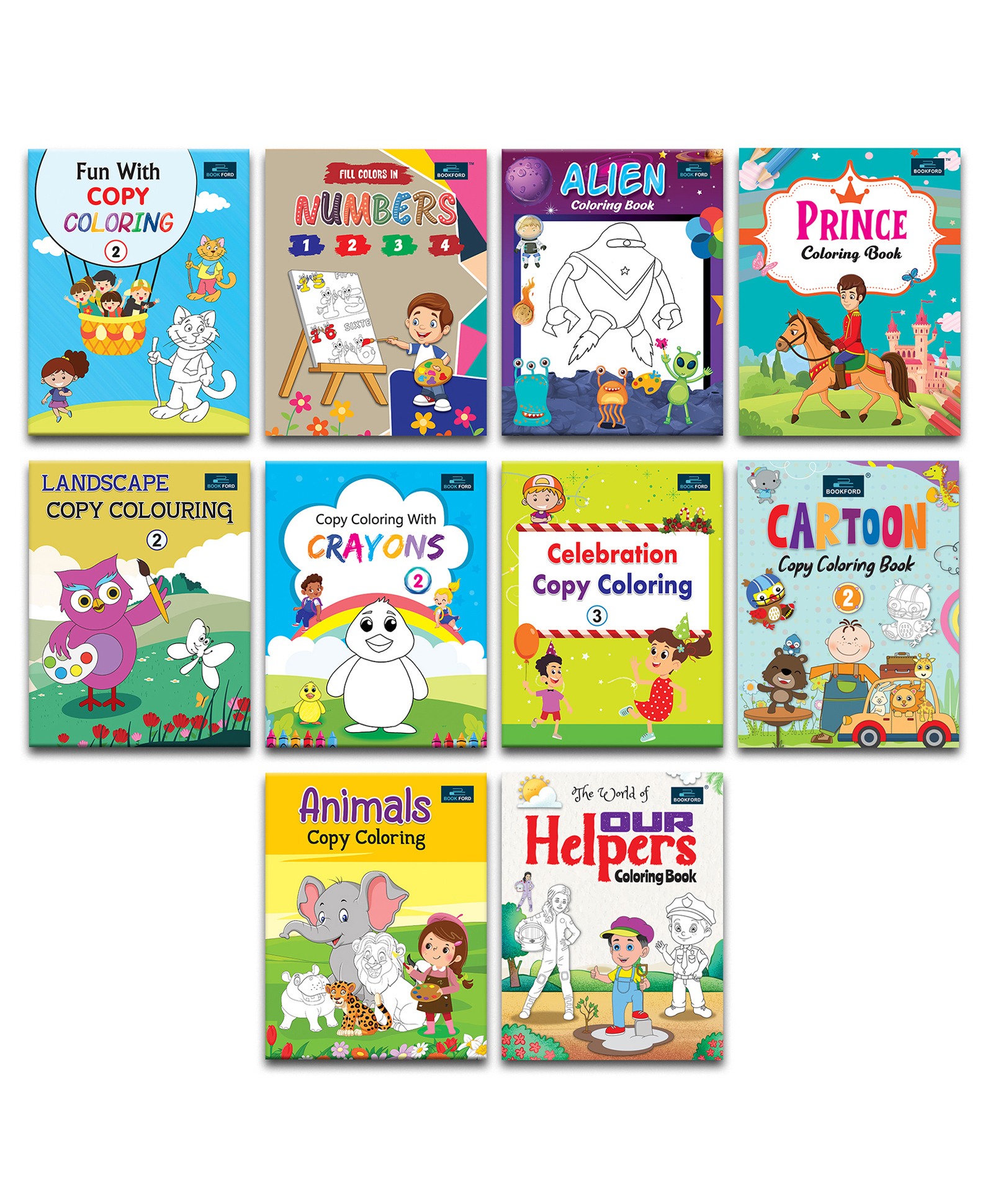 Copy Coloring Books For Kids Set Of 10 Books - Numbers, Alien, Prince, Our Helpers And Many More-image-37