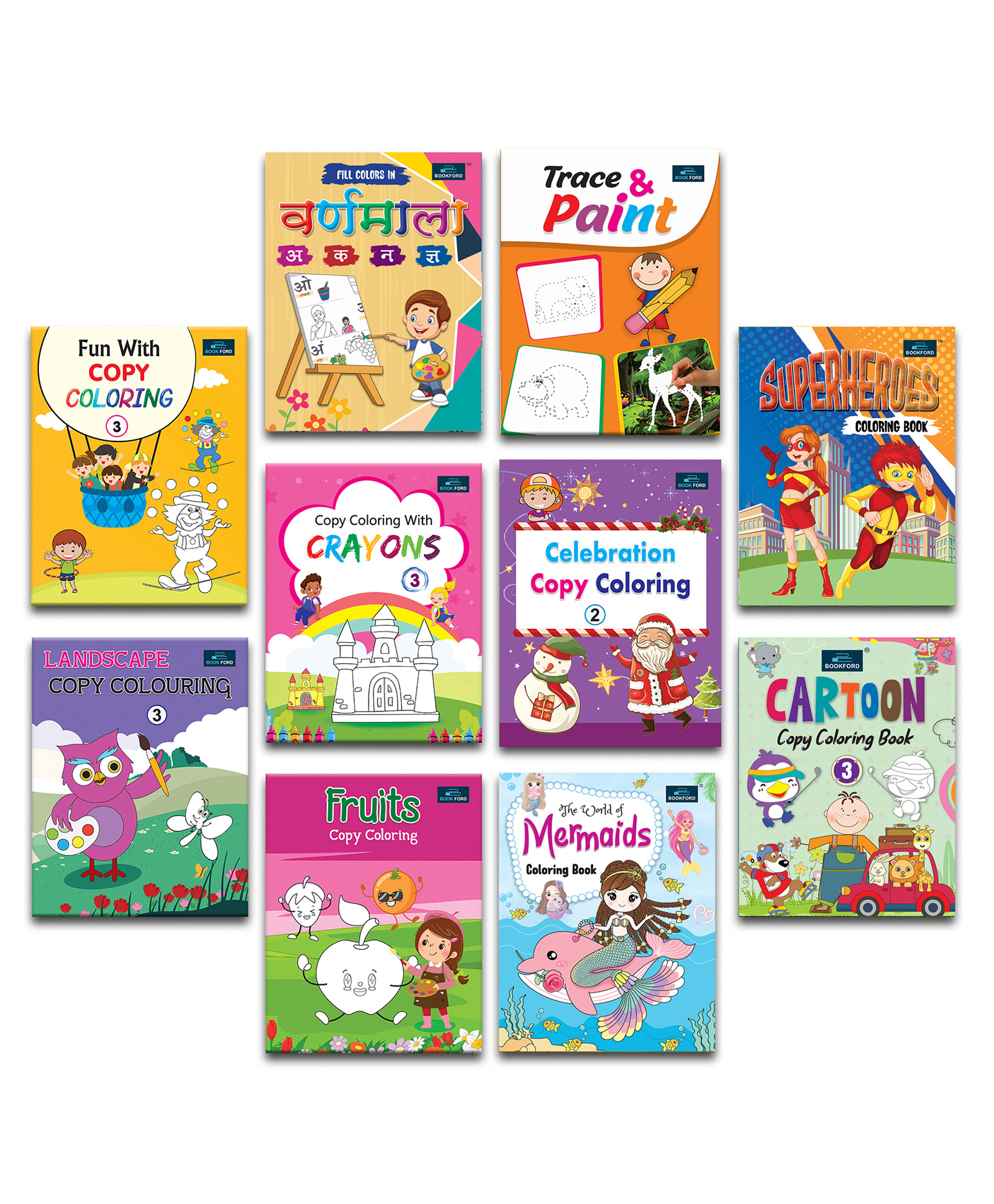 Copy Coloring Books For Kids - Set Of 10 Books - Hindi Varnamala, Trace & Paint, Super Heroes And Many More-image-30