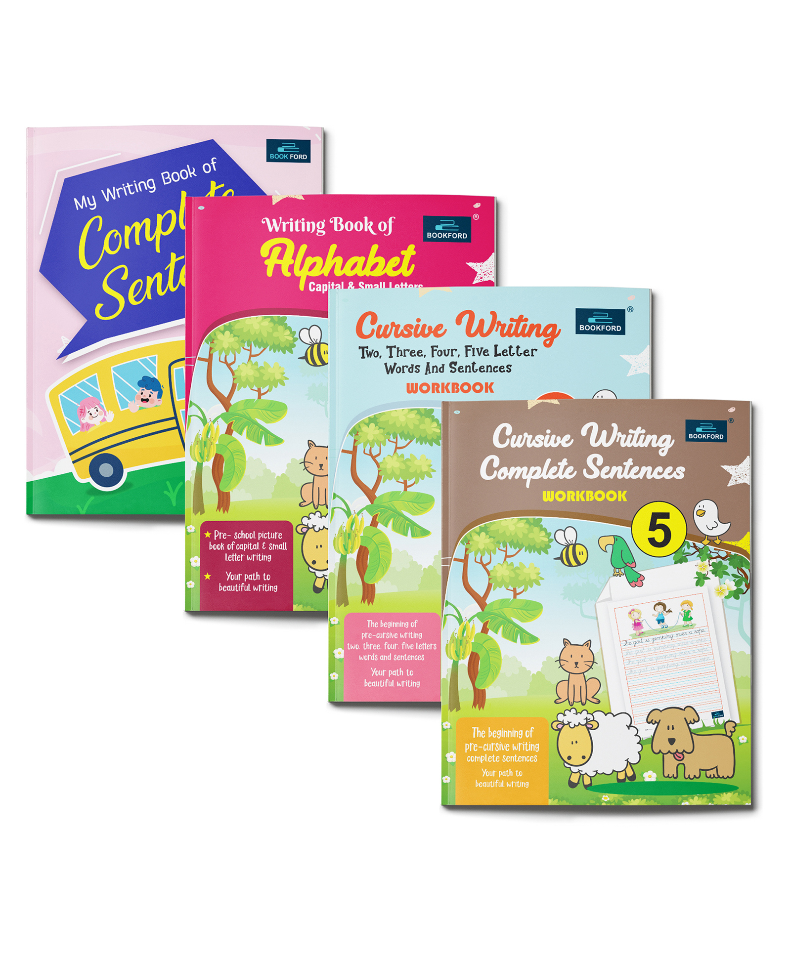 Writing Book For Kids Set Of 4 Books Alphabet Capital & Small Cursive Writing Words 2-5 Cursive Writing Complete Sentences & My Writing Book Of Complete Sentences-image-18