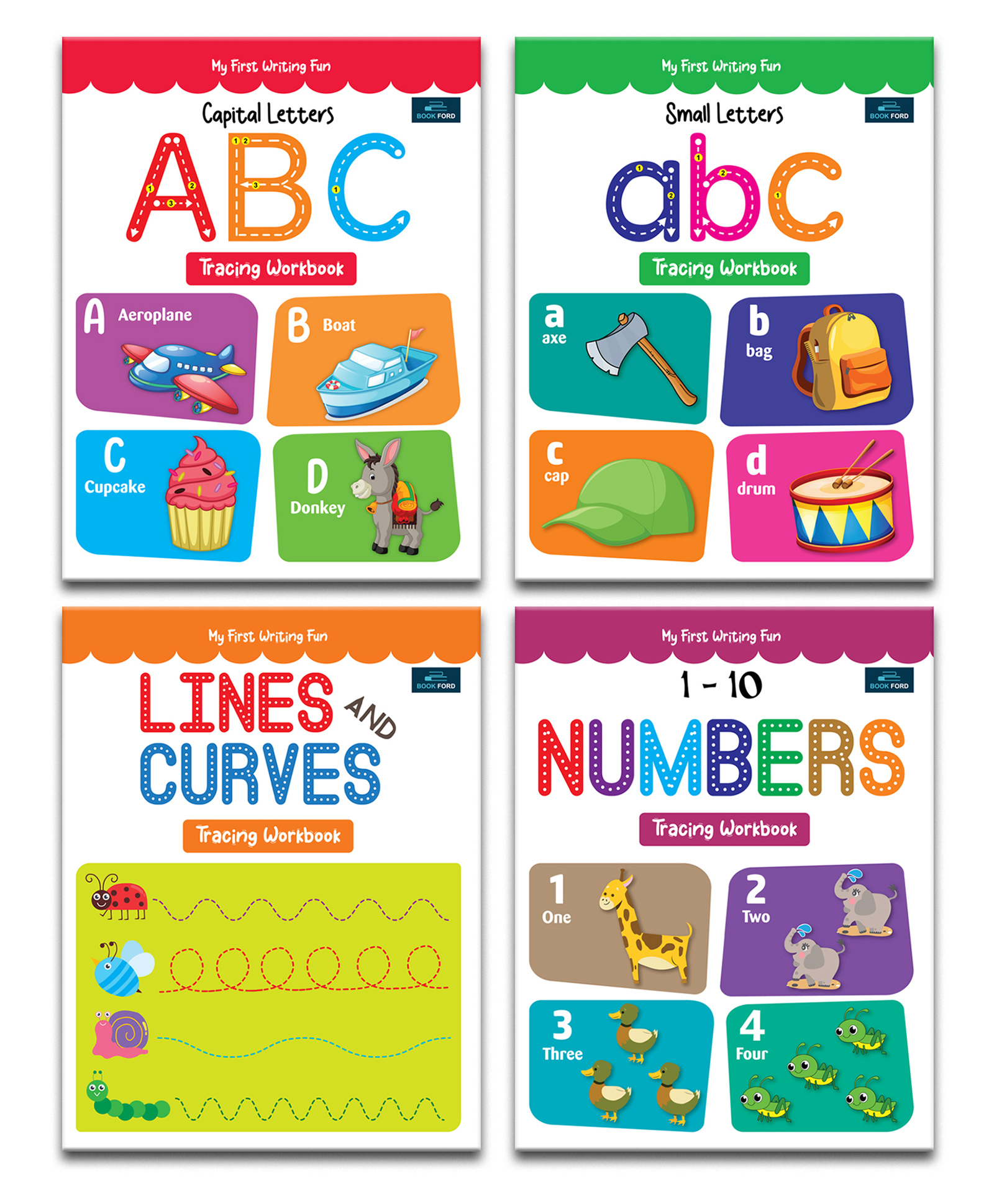 My First Writing Fun Tracing Workbook - Set of 4 Books - Capital Letters, Small Letters, Numbers (1-10) & Lines and Curves - 3 Years To 4 Years-image-47