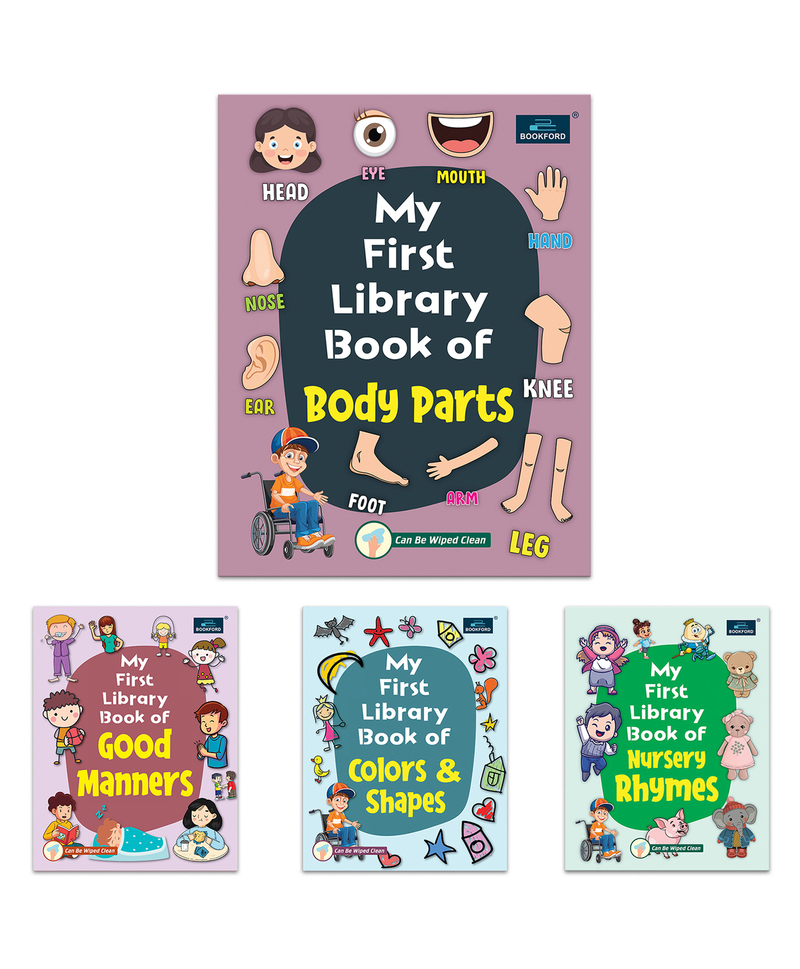 My First Library Books Set Of 4 Books Colors & Shapes Body Parts Good Manners And Nursery Rhymes For Kids Hardcover-image-32