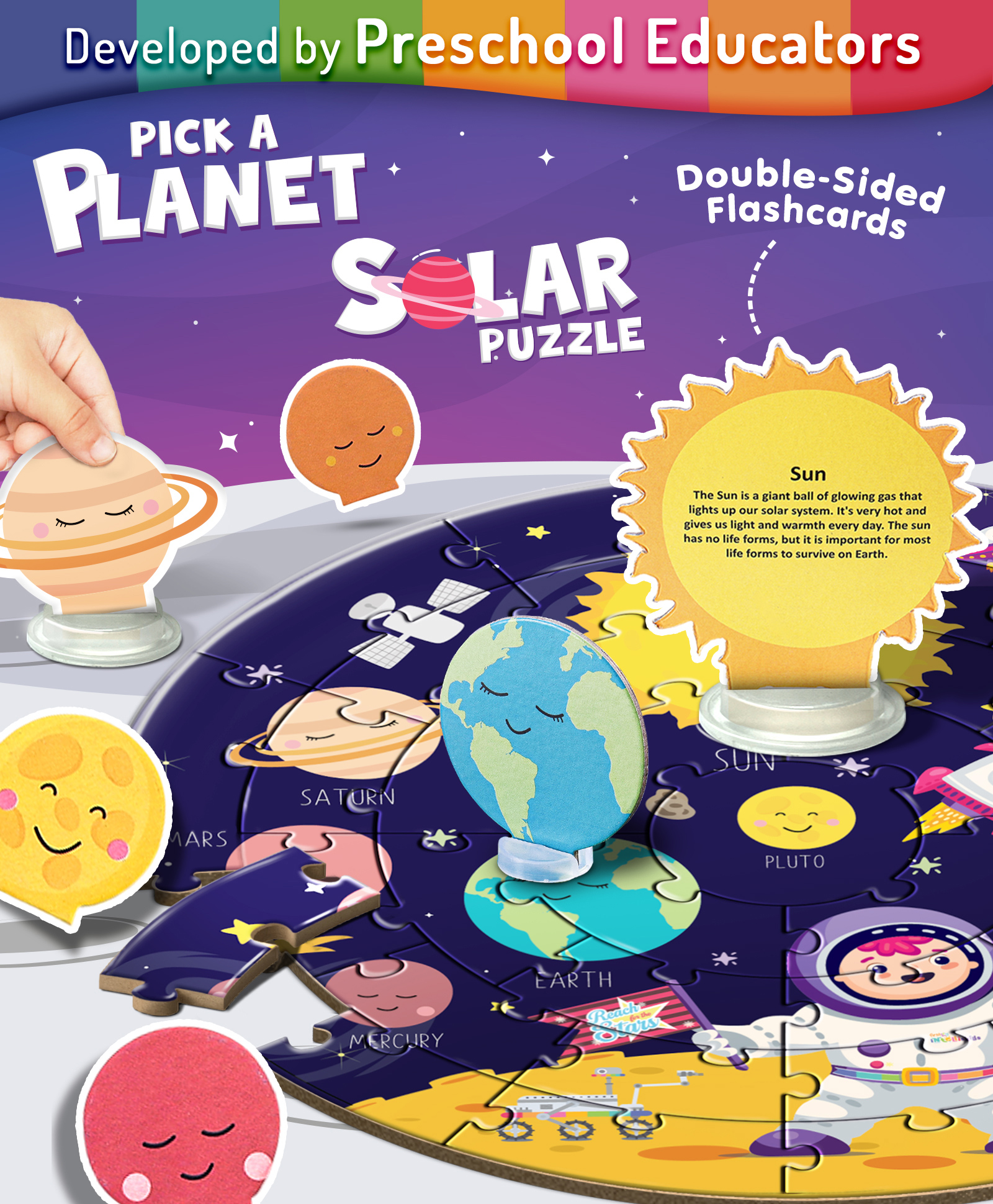 Intelliskills Pick-A-Planet Solar Jigsaw Puzzle with Flashcards & Stands | Educational Space Puzzle for Kids | For Gifting | Develops Problem Solving & Fine Motor Skills | Educator Recommended | BIS Certified-image-6