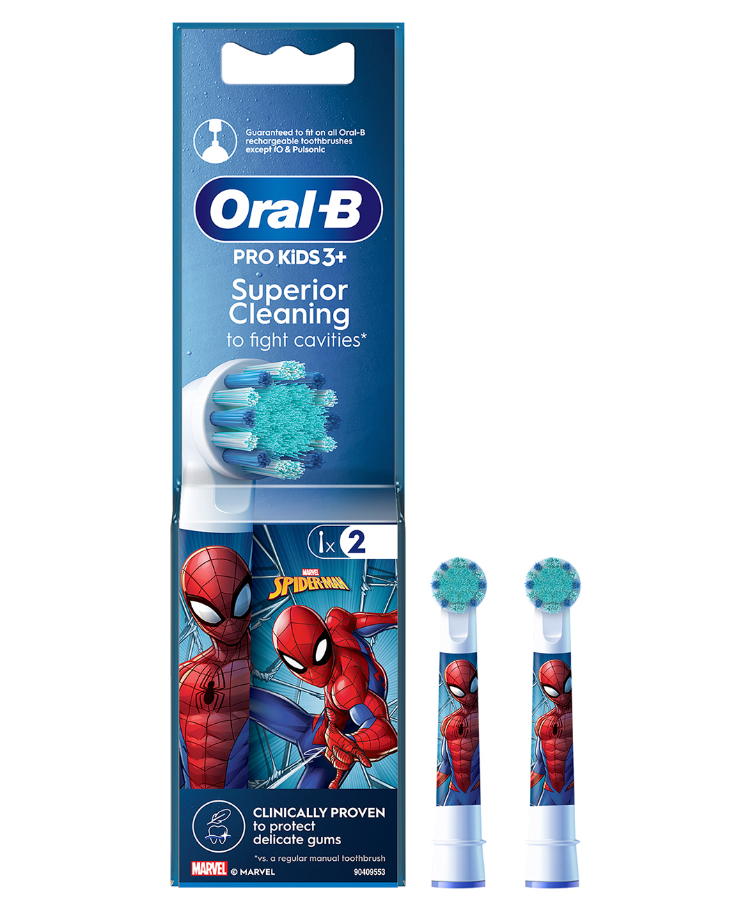 Oral-B Kids Spiderman Electric Brush Heads Pack of 2 - White