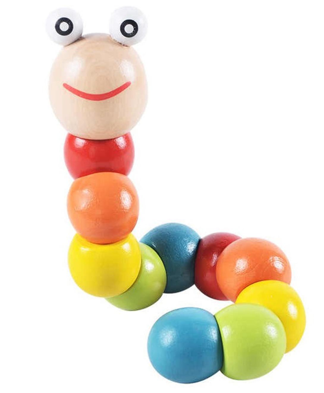 Wudly Wooden Colorful Caterpillar Toy | Montessori Flexible Twist Toy-image-48