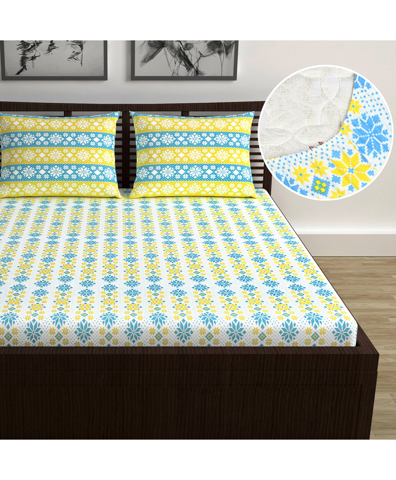 Divine Casa Double Fitted Elastic BedsheetPoly Cotton, Wrinkle-Free, Breathable & Durable (For Secure Fit on Double Beds)-image-13