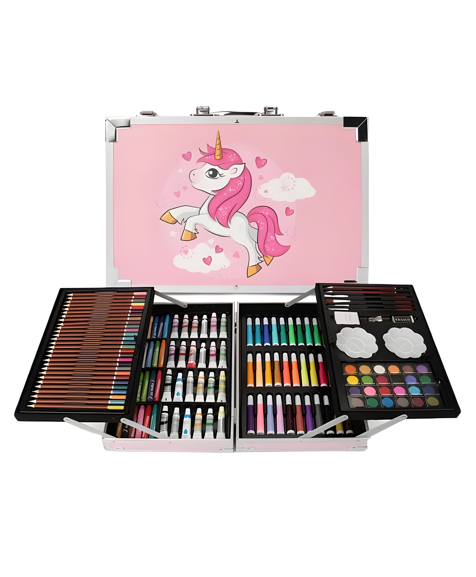 SCHOOLISH Artist Colour Set -Unicorn themed 144PCS Box with Multiple Coloring Kit, Professional Drawing Color Pencils, Oil Pastel, Sketches, Water Colors and Acrylict Craft- Pack of 1- Color May Vary-picture-20