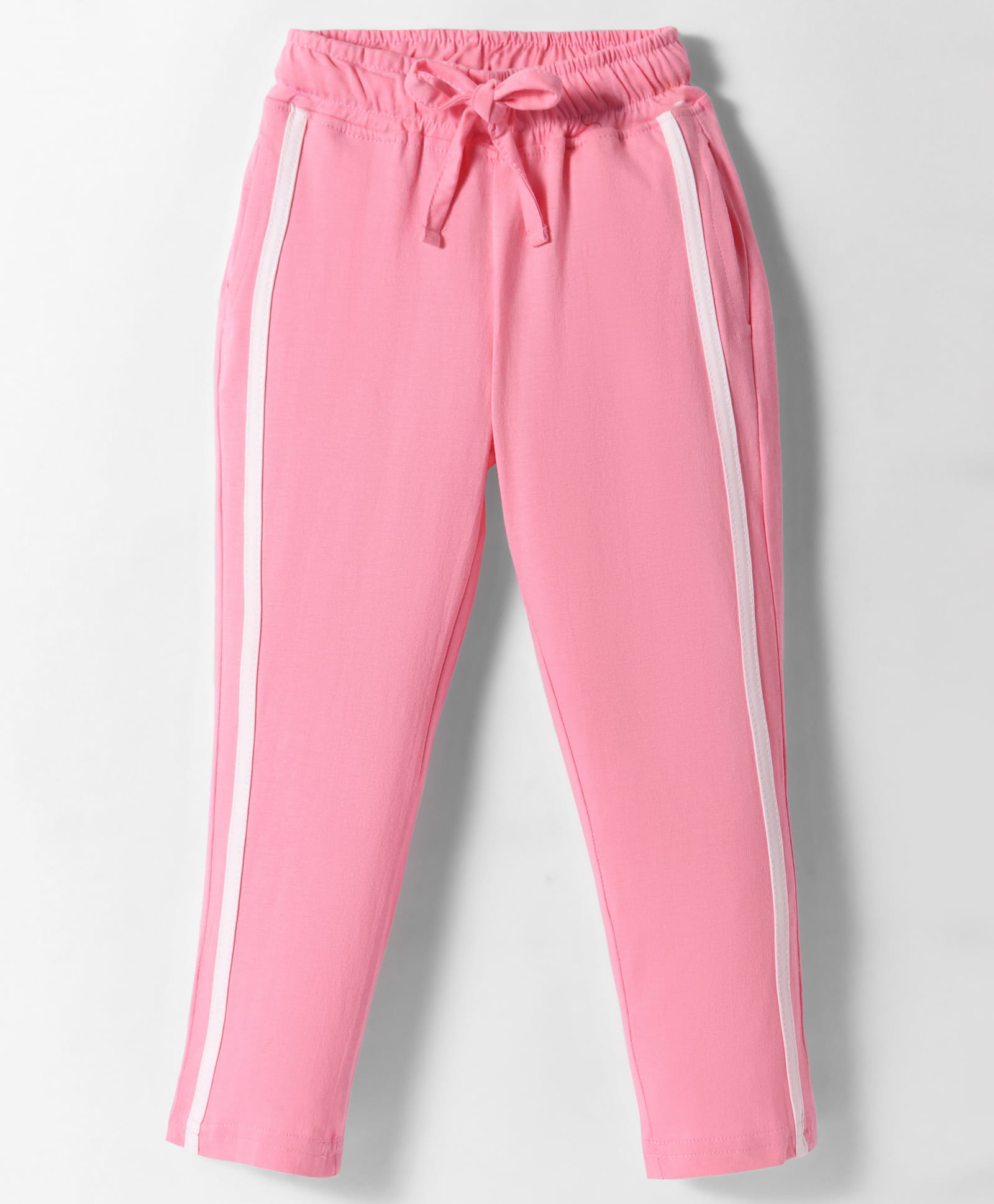 Olio Kids Sinker Knit Full Length Track Pants with Tape Detailing - Pink-picture-24