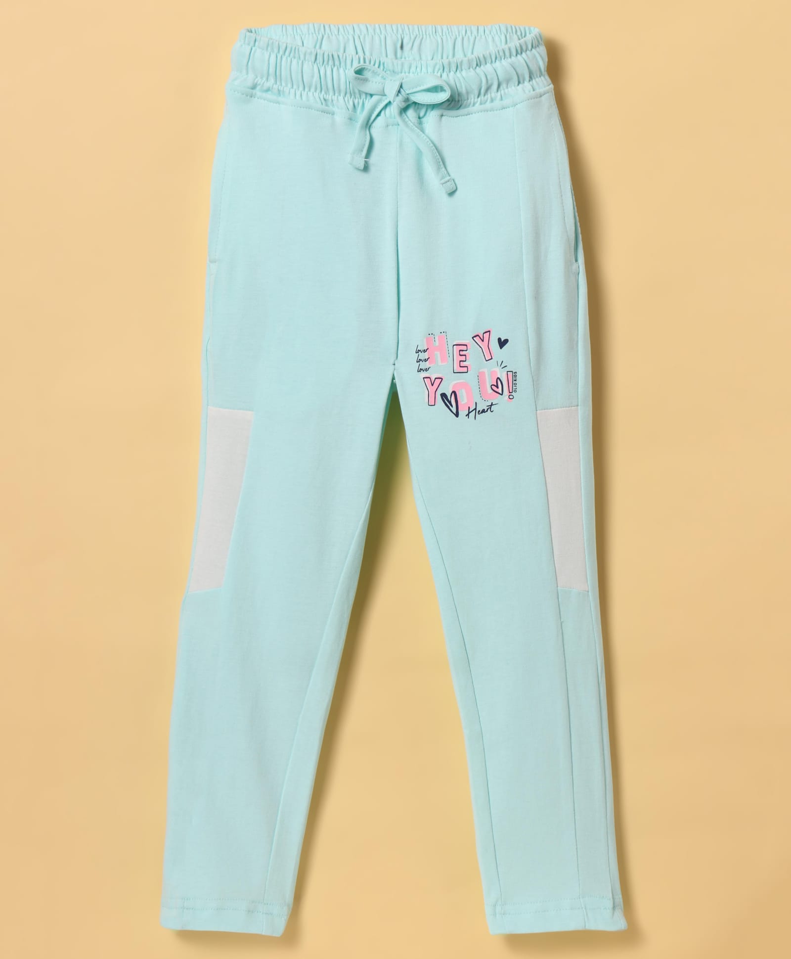 Olio Kids Sinker Knit Full Length Lounge Pant with Text Print Cut & Sew Design - Sea Green-picture-34