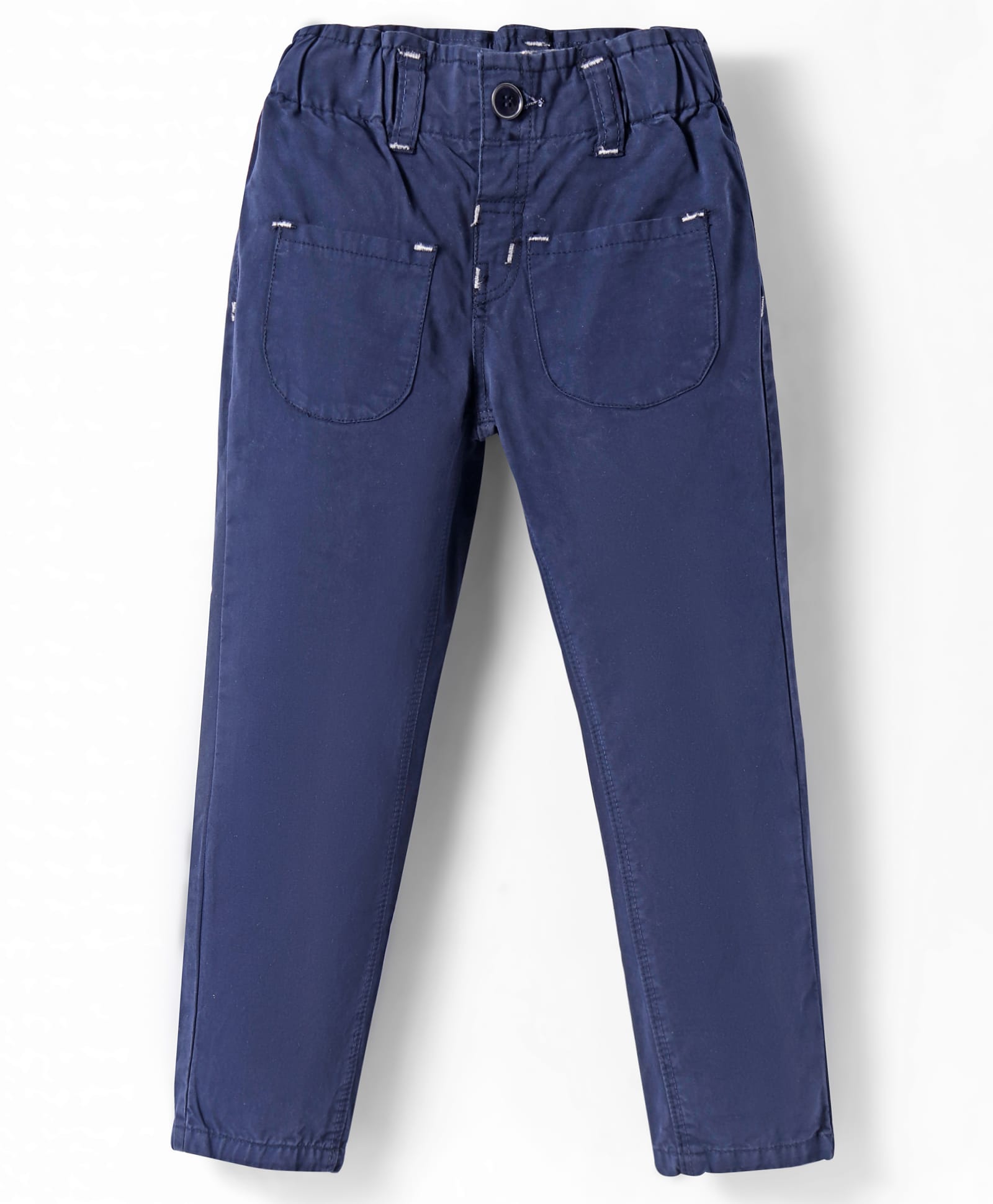 Olio Kids Cotton Woven Full Length Solid Trouser - Navy Blue-picture-13