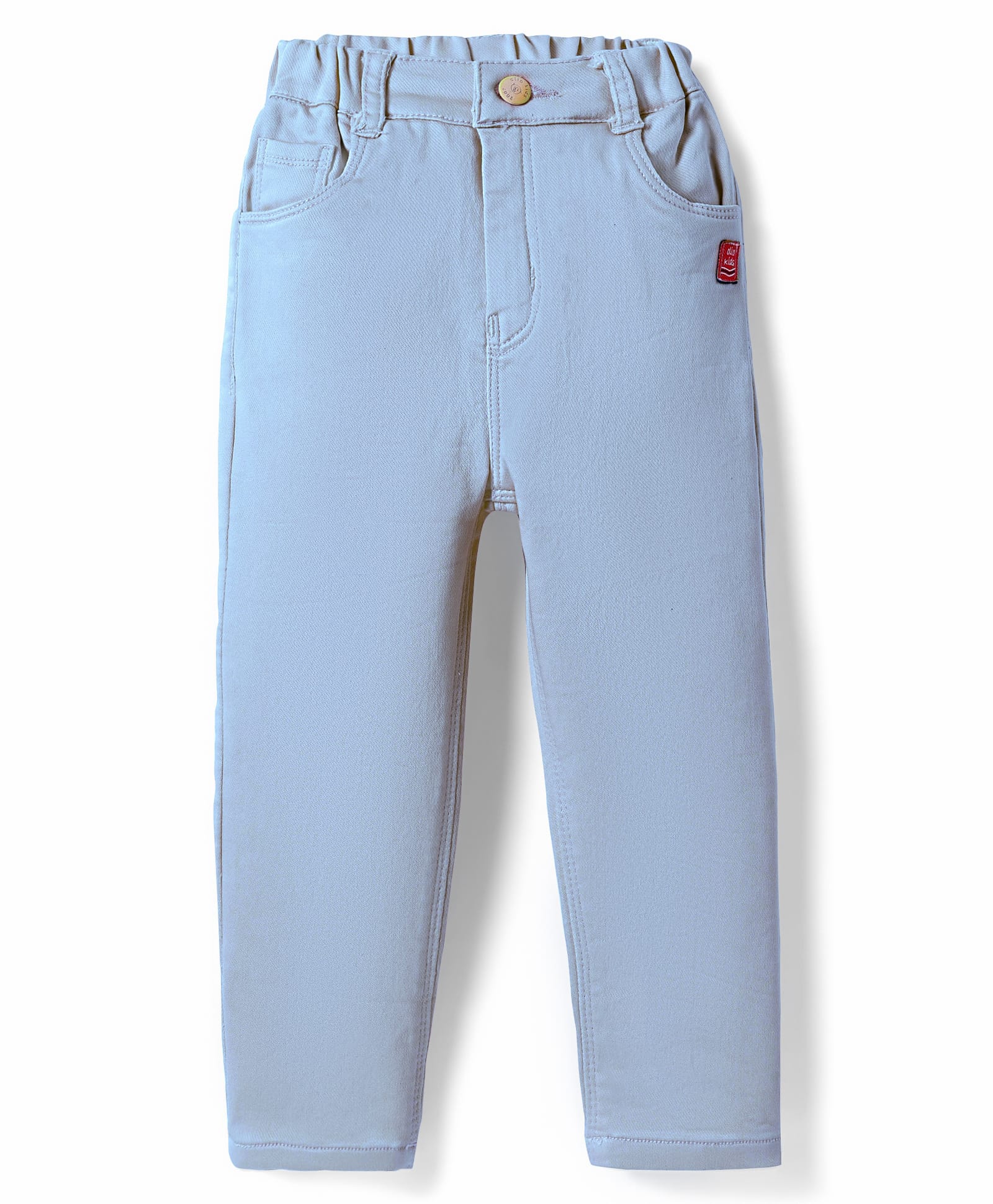 Olio Kids Cotton Woven Full Length Solid Colour Trousers - Light Blue-picture-15