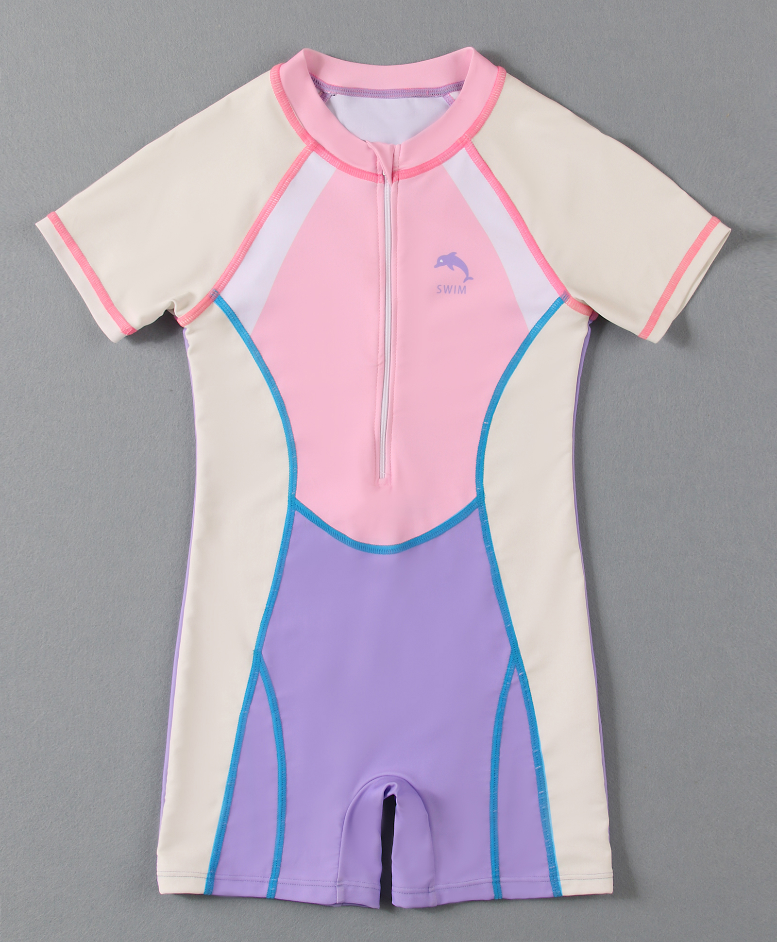 Mark & Mia Half Raglan Sleeves Legged Swimsuit With Color Block Design - Pink-picture-21