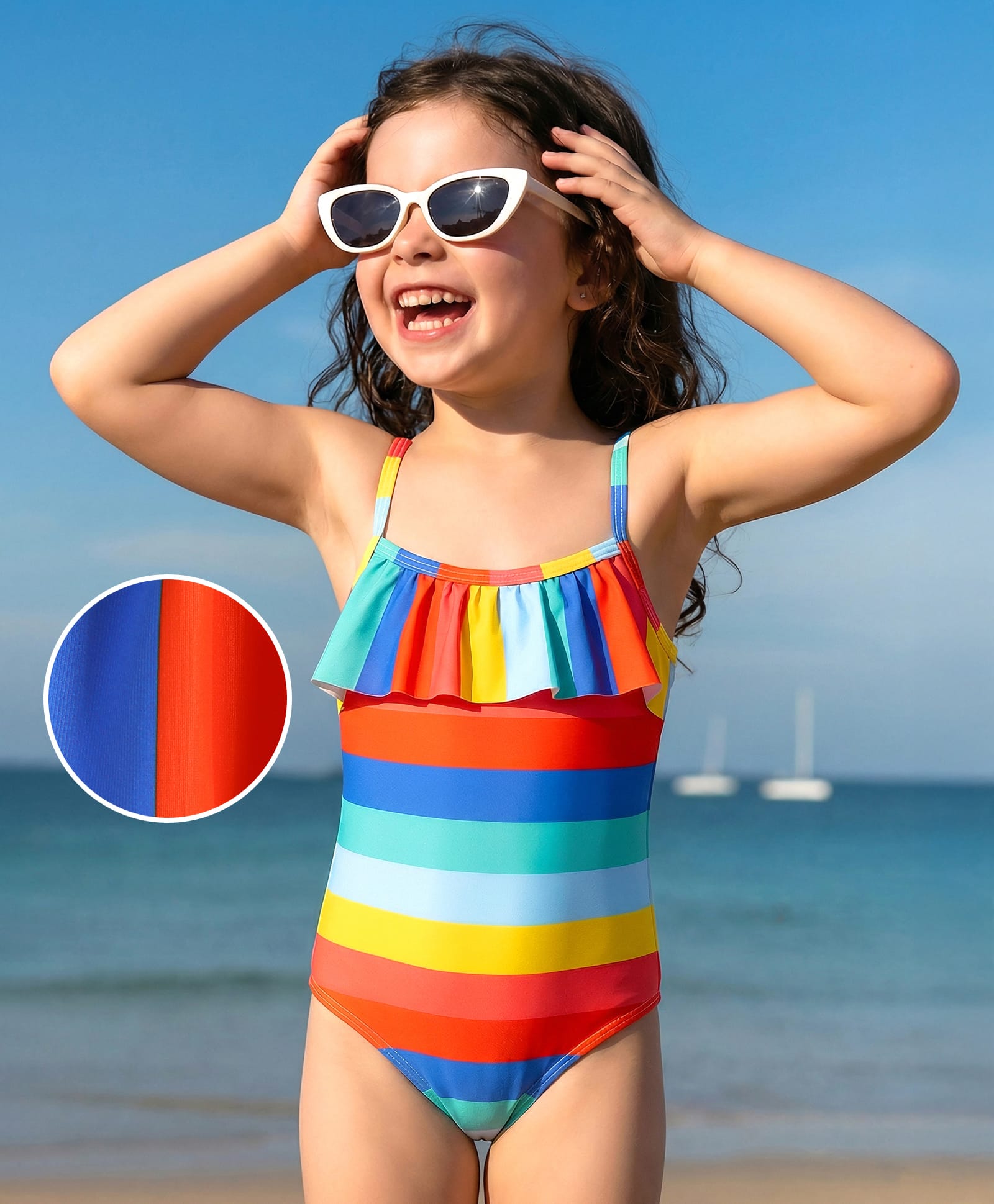 Mark & Mia Sleeveless Striped V Cut Swimsuit - Multicolor-picture-36