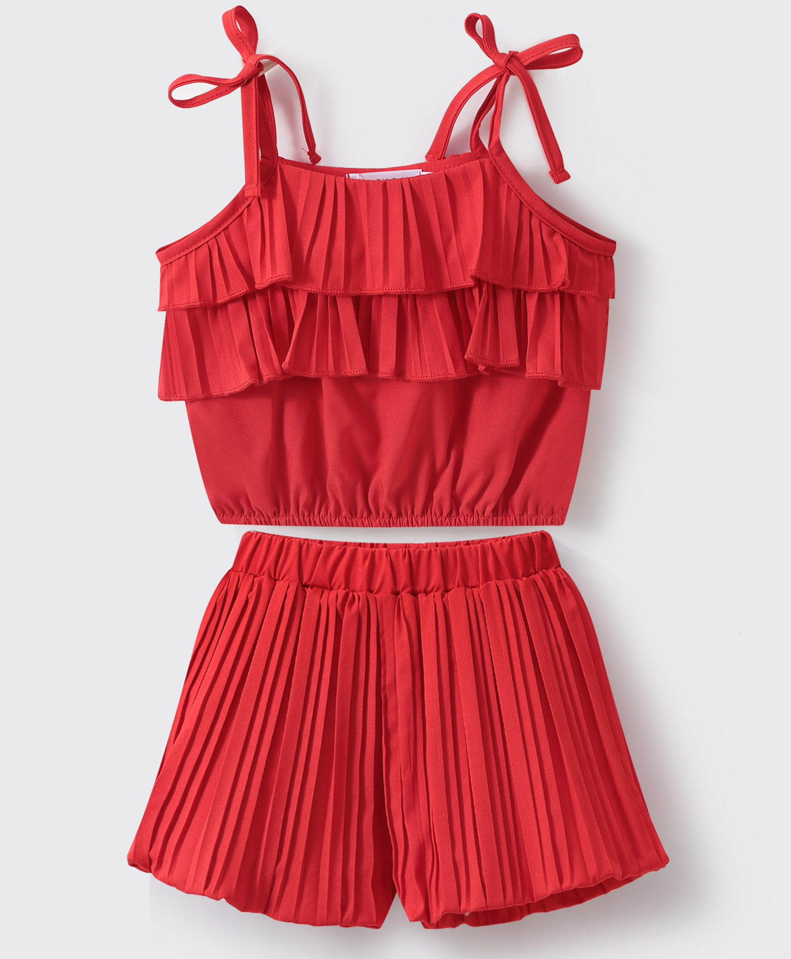Mark & Mia Sleeveless Top & Shorts Set with Frills - Red-picture-12