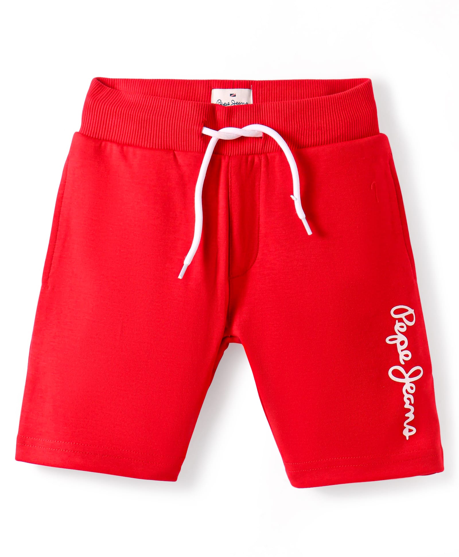 Pepe Jeans Cotton Elastane Woven Above Knee Length Shorts With Brand Print - Red-image-33