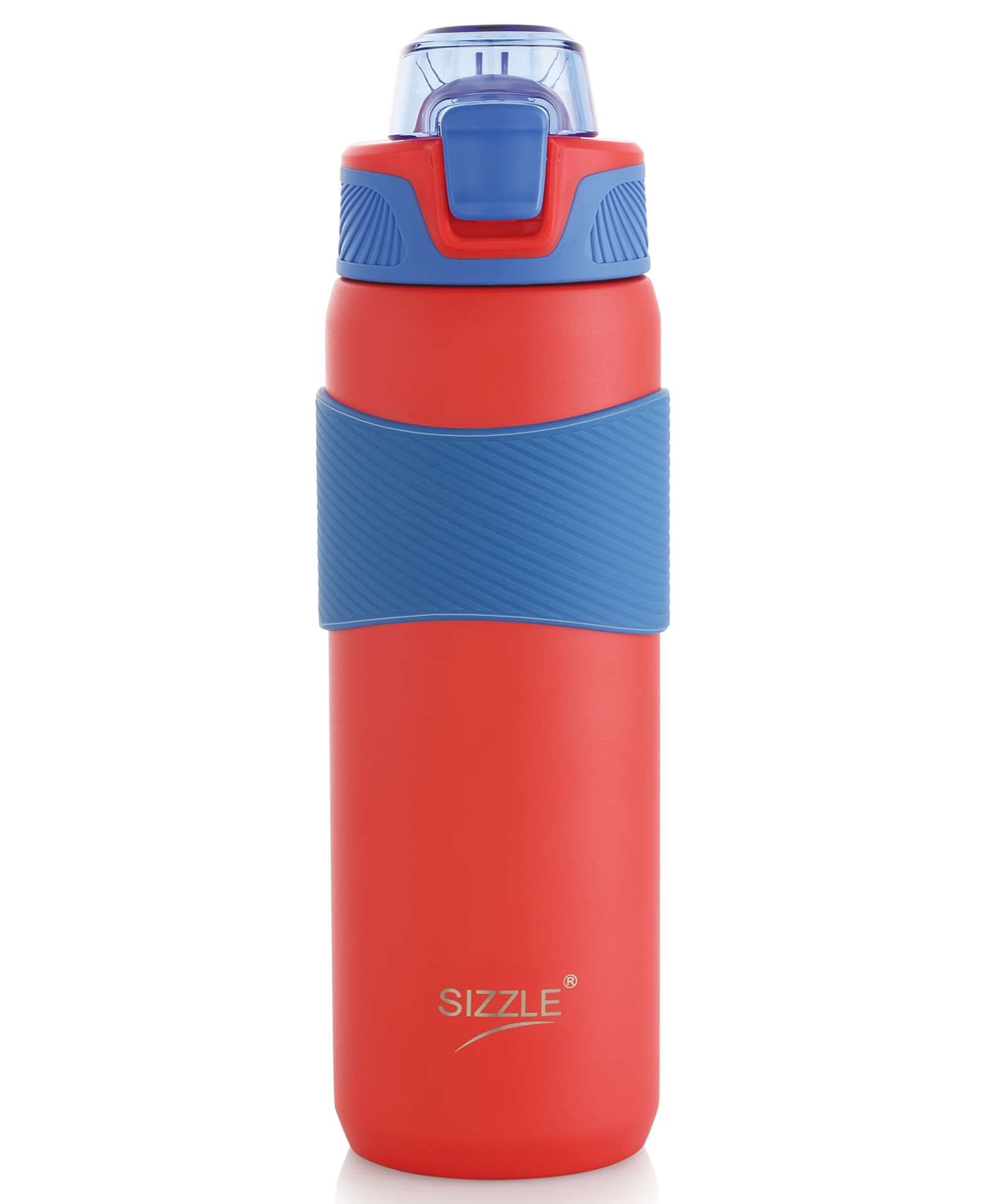 Sizzle Crest Vacuum Insulated Flask Double Wall Hot & Cold Water Bottle With Silicone Grip & Press Button Mechanism for One Hand Use | 600 ml | Sipper Bottle for Kids & Adults | Red - 1 Pc-image-32