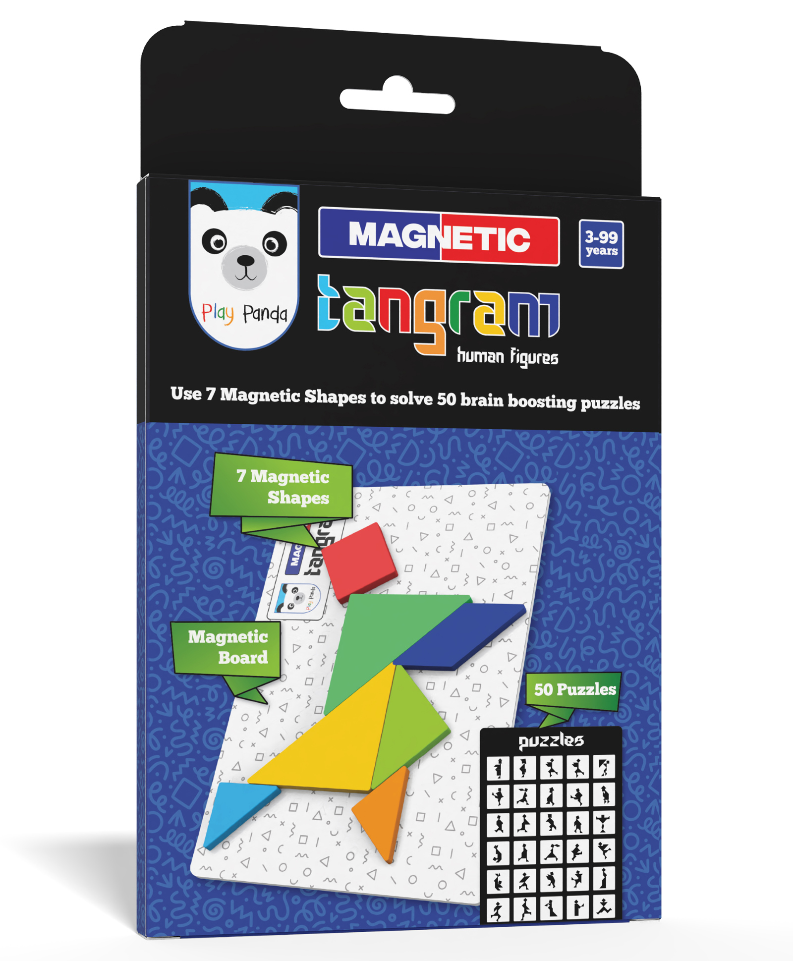 Play Panda Magnetic Tangram Puzzle Human Figures - Blue-picture-19