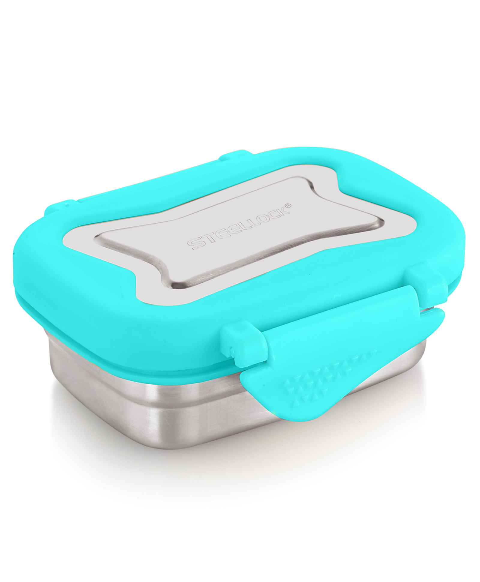 steel lock Steellock Smart Stainless Steel Tiffin Lunch Box For Kids and Adults | Airtight & Leakproof | Rectangle Tiffin Box For School & Office With Steel Lid | Turquoise 170ml-picture-10