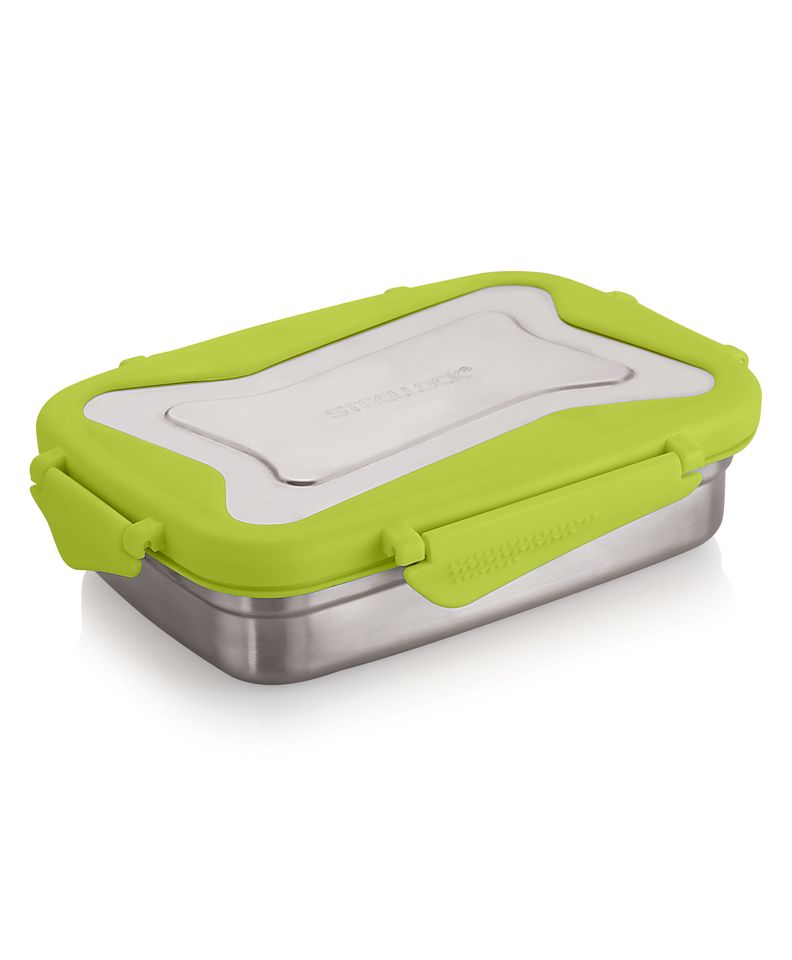 steel lock Steellock Smart Stainless Steel Tiffin Lunch Box For Kids and Adults | Airtight & Leakproof | Rectangle Tiffin Box For School & Office With Steel Lid | Green 750ml-picture-24