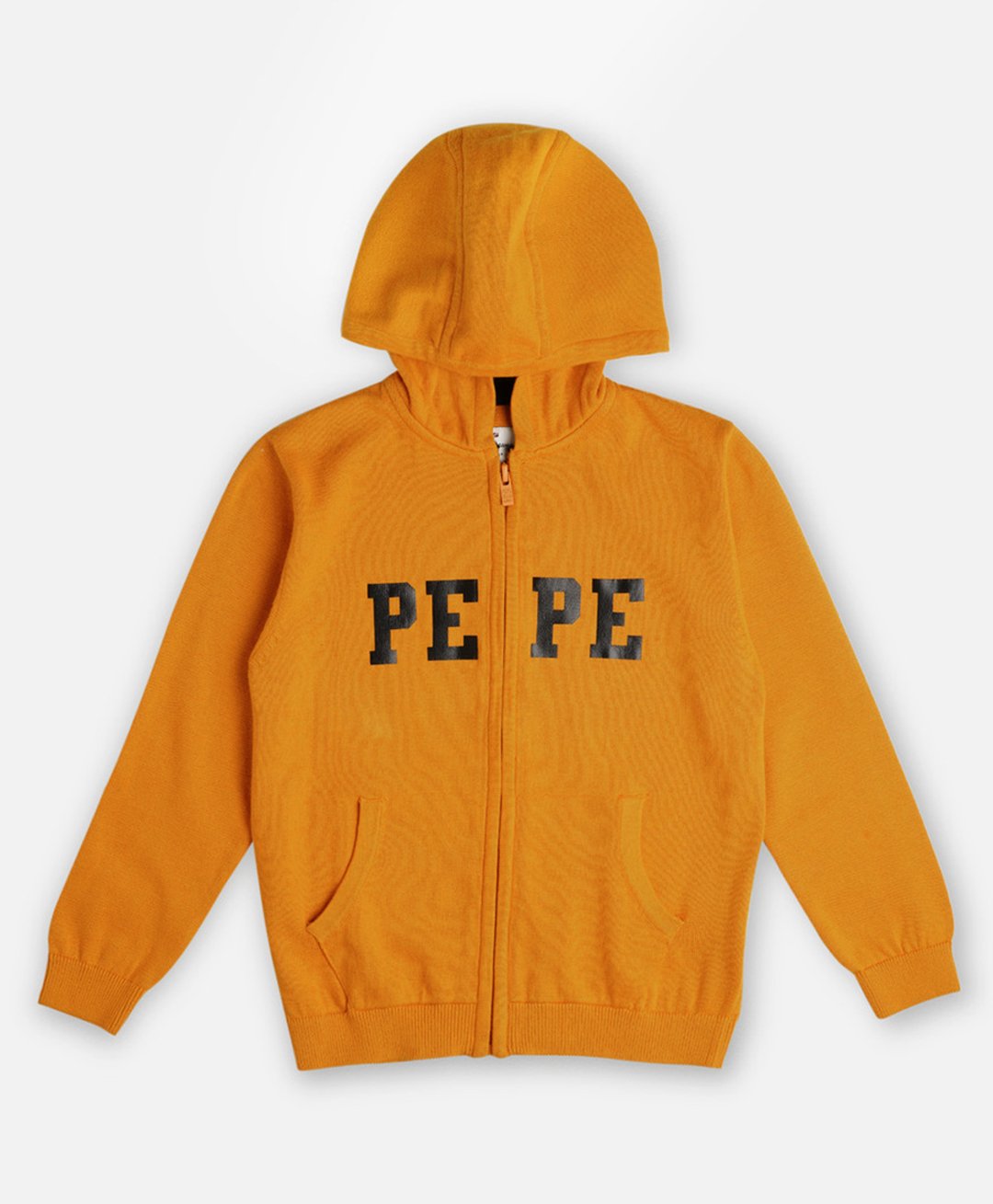 Pepe Jeans Cotton Woven Full Sleeves Hooded Sweatjacket With Pepe Print & Kangaroo Pockets - Yellow-image-40
