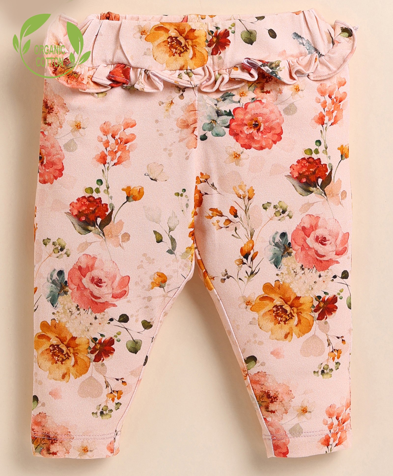Cot & Candy Organic Cotton Floral PrintedLeggings - Peach-image-28