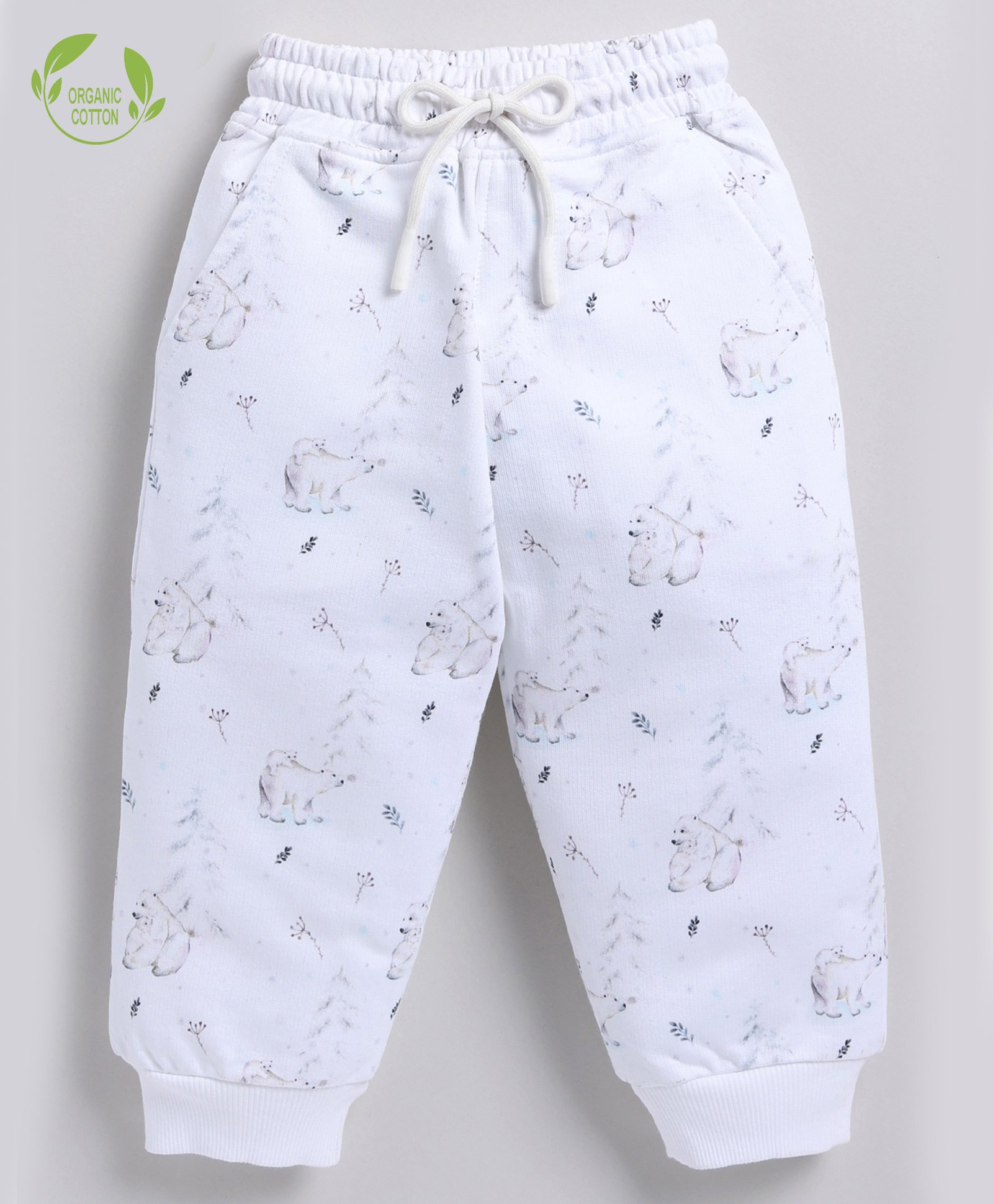Cot & Candy Organic Cotton Polar Bear Printed Joggers - White-picture-17