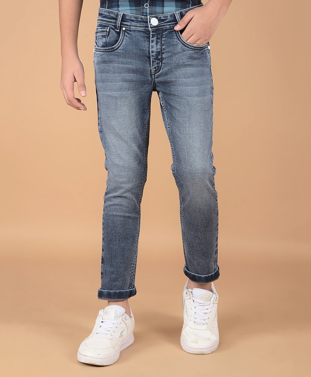 CRIMSOUNE CLUB Cotton WashedJeans - Blue-picture-13
