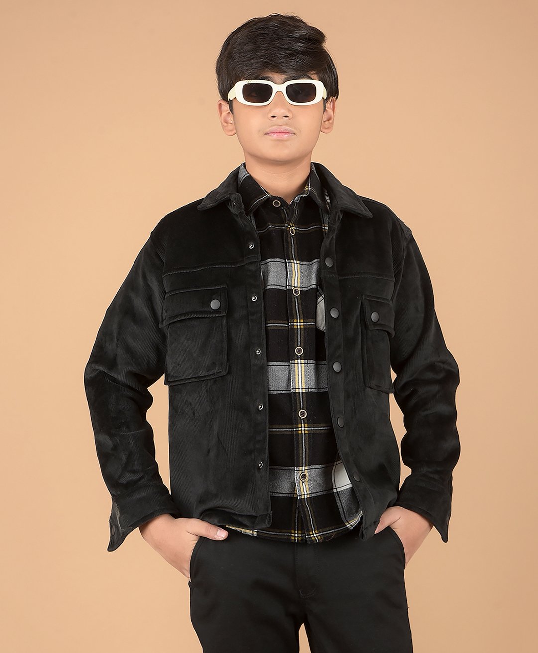 CRIMSOUNE CLUB Full Sleeves Solid Shacket - Black-image-38