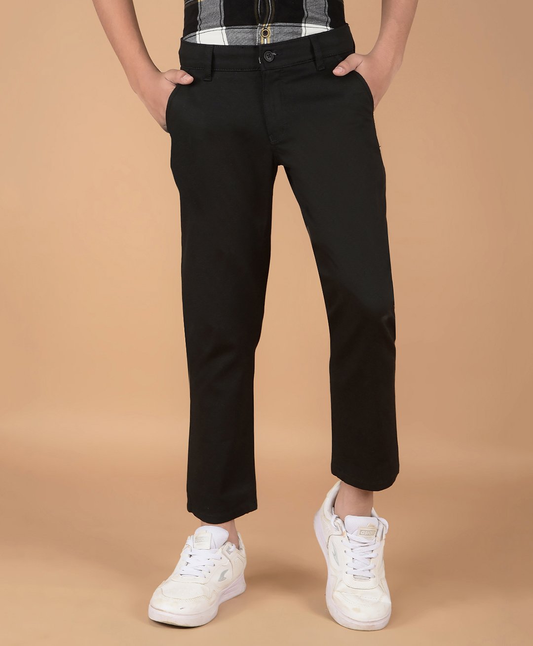CRIMSOUNE CLUB Cotton Solid Trousers - Black-picture-40