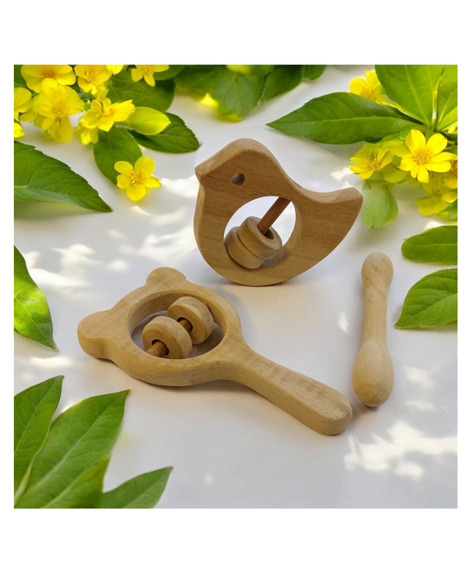 neemtoys Combo of Rattles & Teether - Dove, Mickey Head & Dumbbell Shapes-image-6