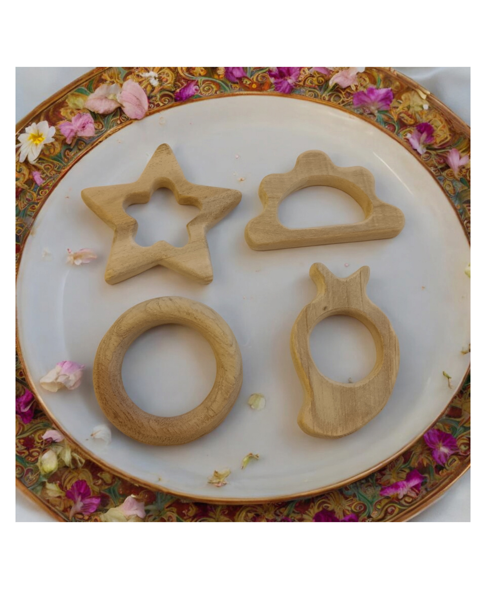 neemtoys Gum Strengthening Neem WoodenBaby Teethers - Star, Cloud, Ring & Mango Shapes-image-36