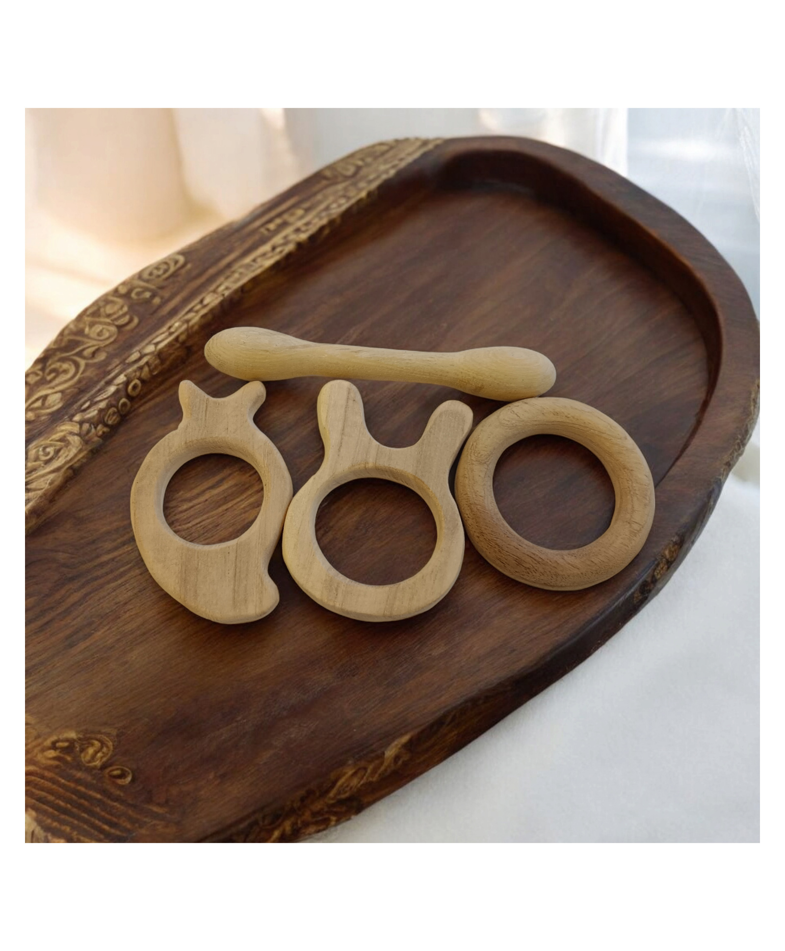neemtoys Delicious Teethers - Dumbbell, Ring, Bunny & Mango Shapes - From Premium Neem Wood-picture-14