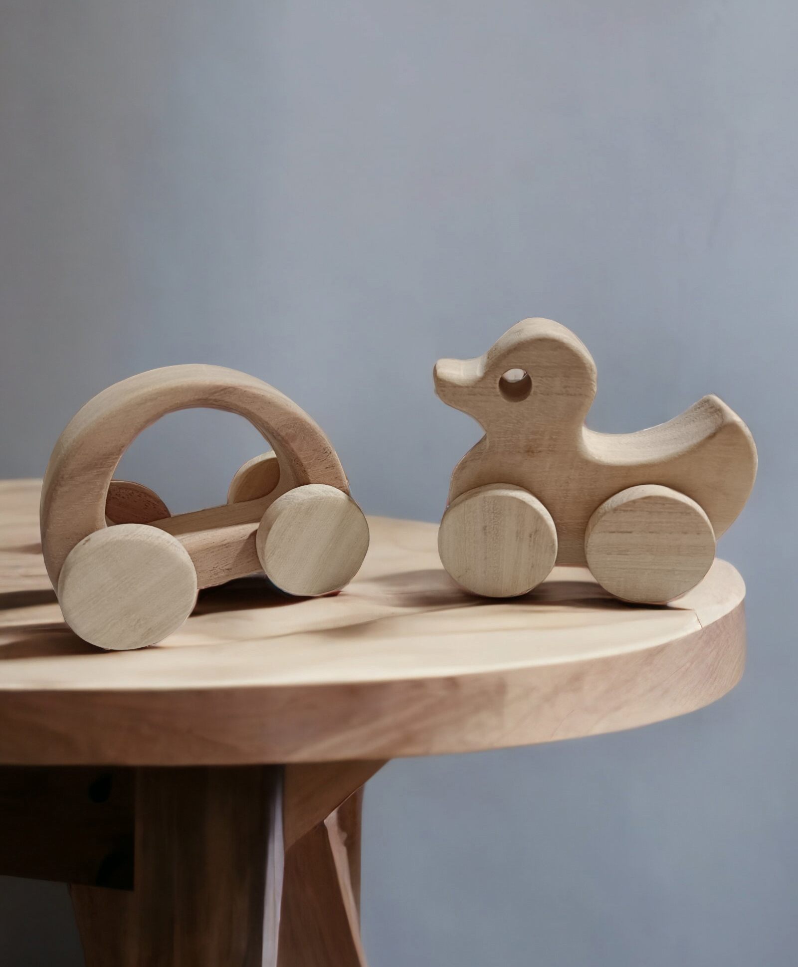 neemtoys Pack of 2 Elegant Wheel Toys - Hallow Car & Duck Shapes-image-45
