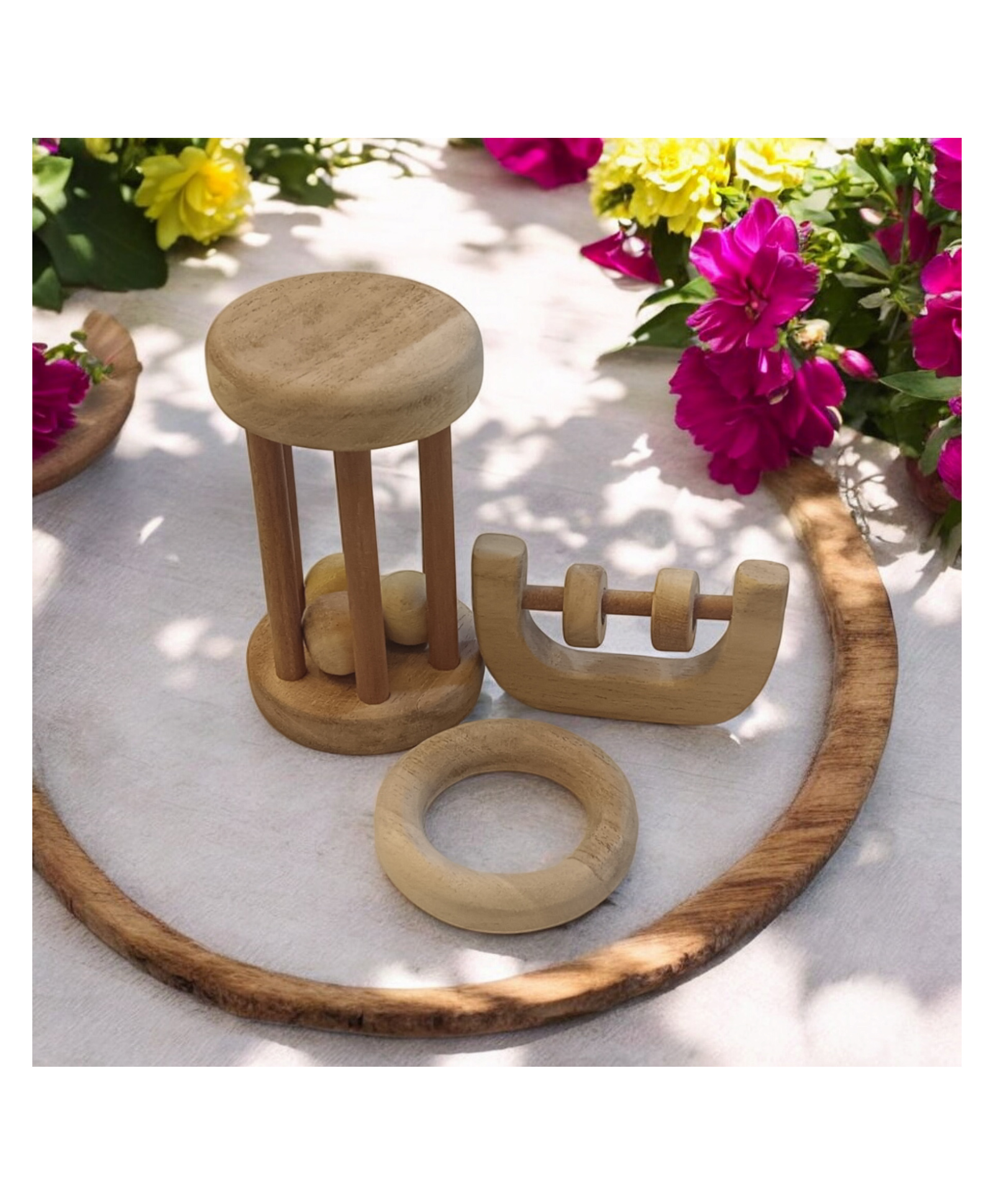 neemtoys Neem Wooden Tumbler, C Shaped Rattle & Ring Teether-picture-27