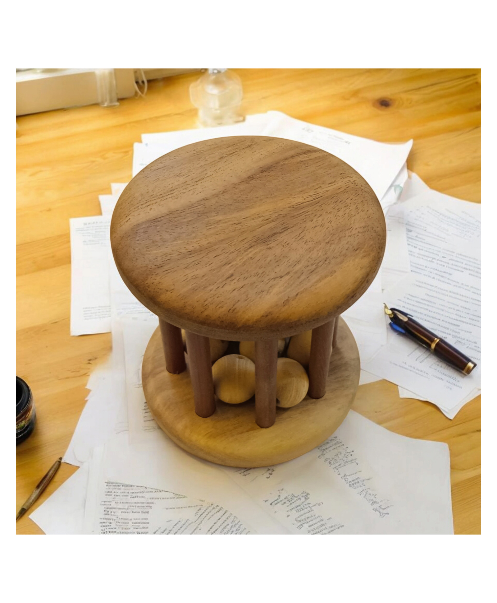 neemtoys Table Top Decor- Neem Wooden Tumbler Paper Weight & Sound Making Toy-image-49