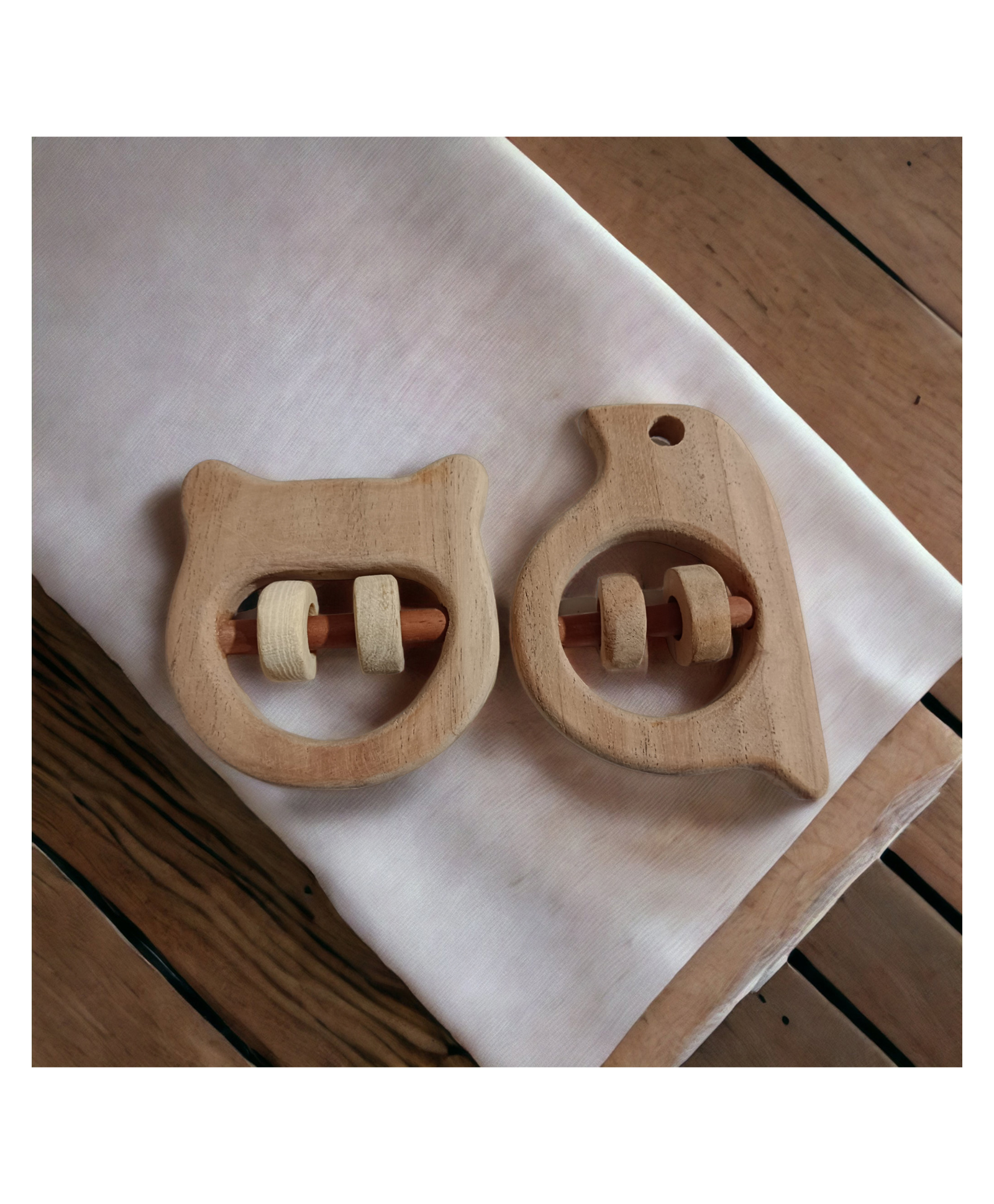 neemtoys Nice Sound Making Neem Wooden Rattles for Toddlers- Hippo Head & Sparrow Shapes-image-12