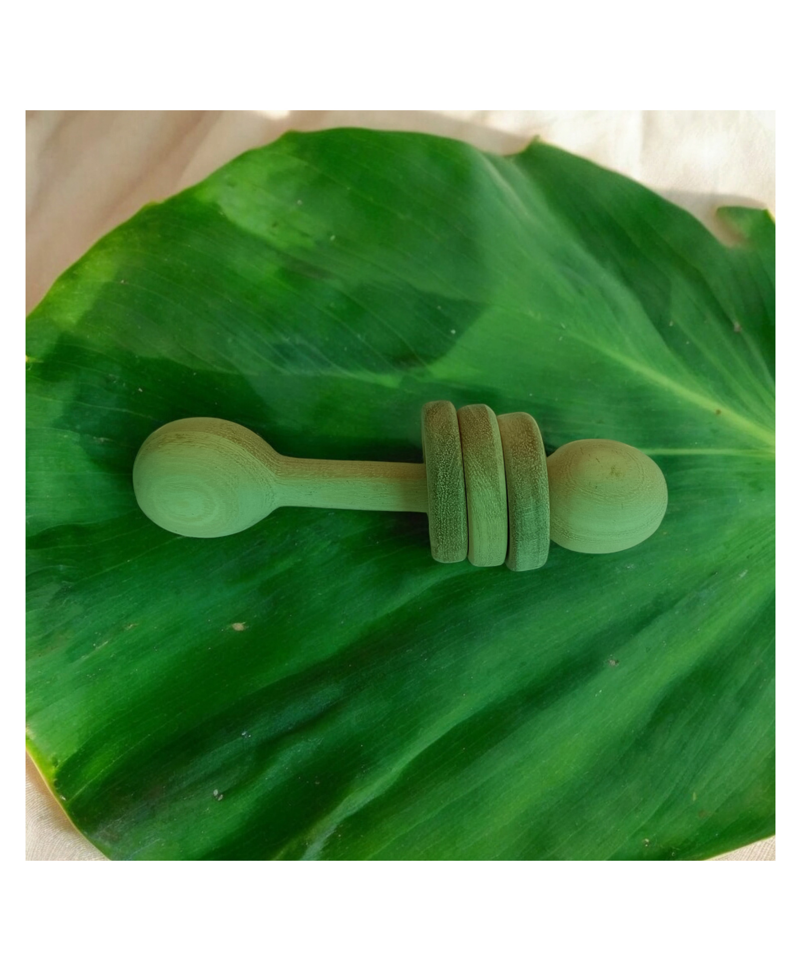 neemtoys Neem Wooden Dumb bell Rattle With Rings-picture-22