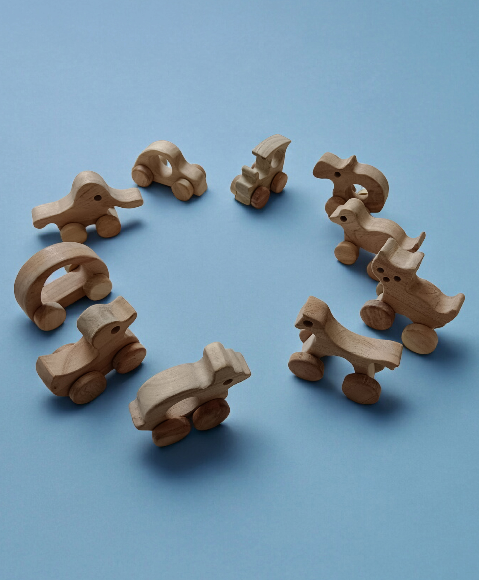 neemtoys Set of 10 Beautiful Push & Pull Toys for Toddlers - Made from Sustainable Neem Wood-image-9