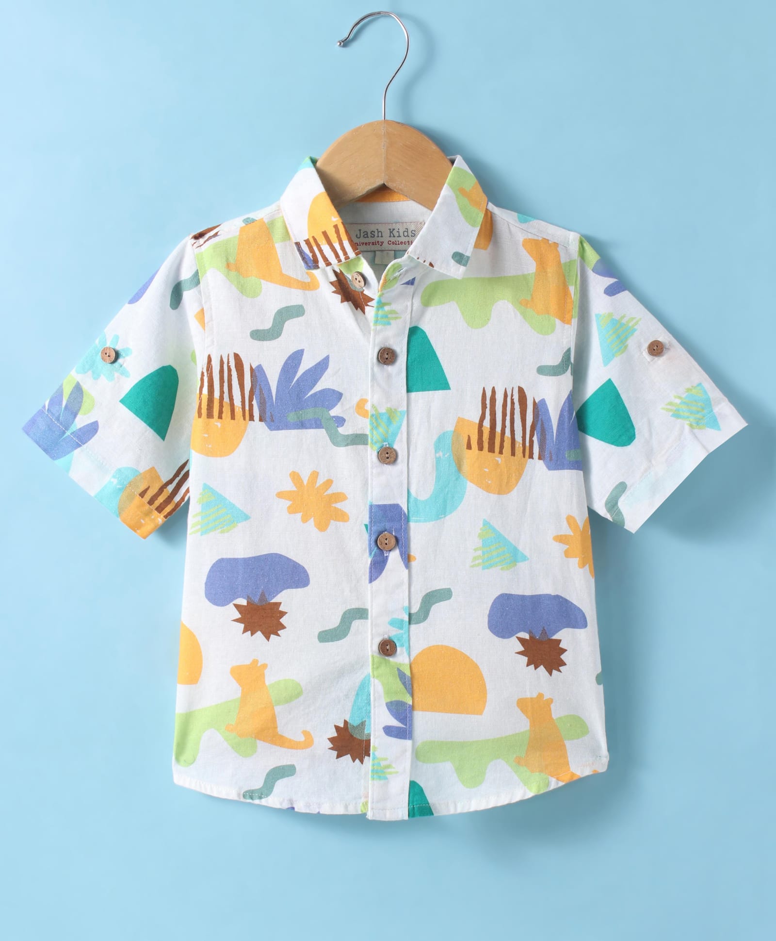 JASH KIDS Cotton Knit Half Sleeves Shirt with Kitty Print - White-picture-40