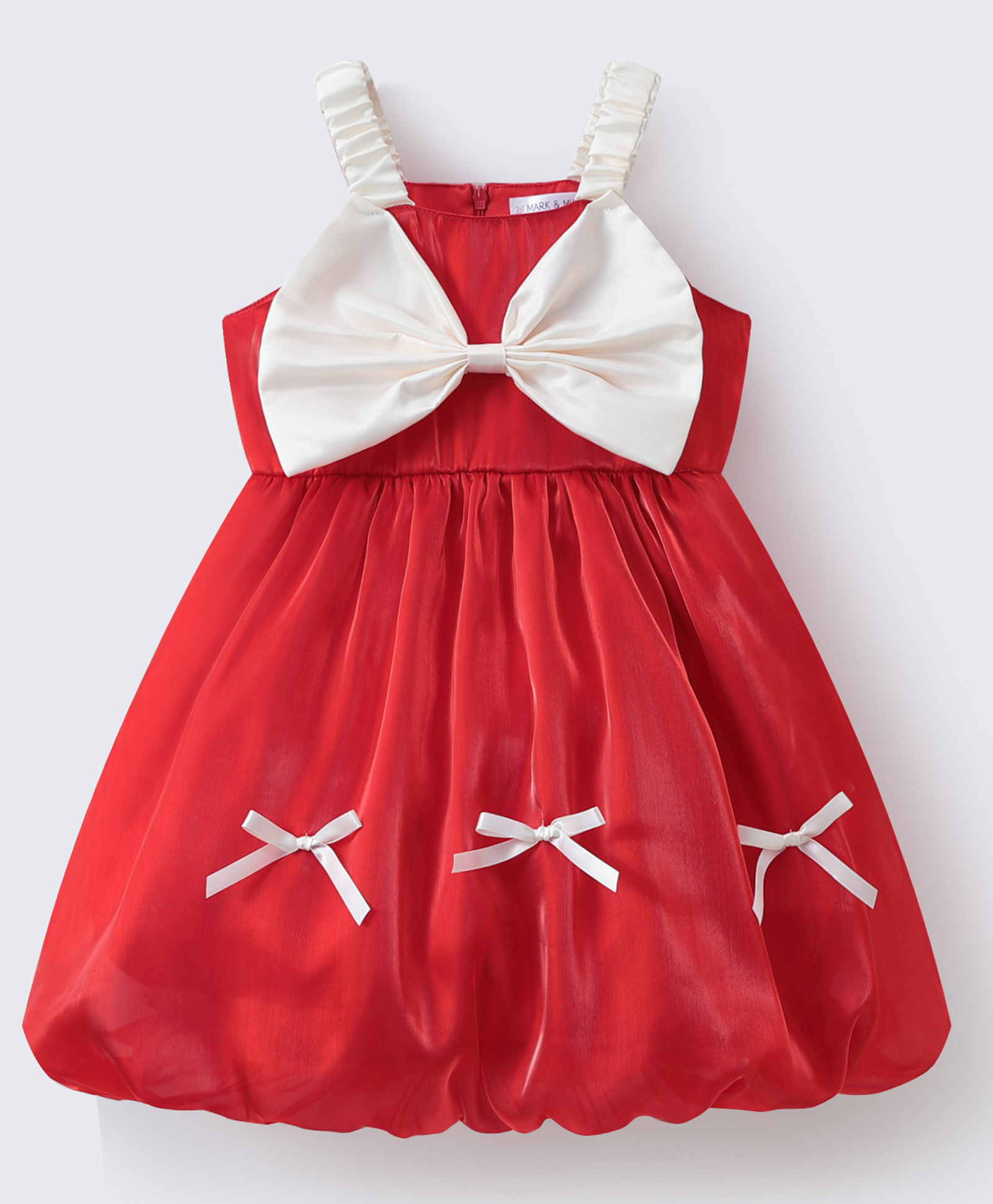Mark & Mia Sleeveless Party Frock With Bow Applique - Red-image-20