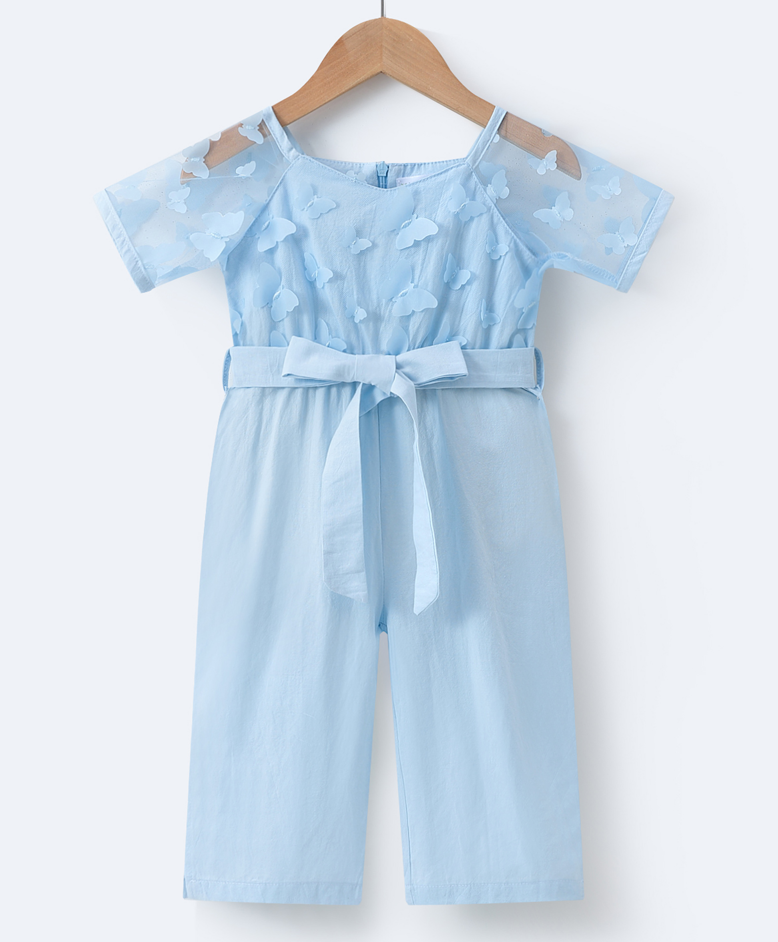 Mark & Mia Half Raglan Sleeves Jumpsuit with Butterfly Applique - Light Blue-image-23