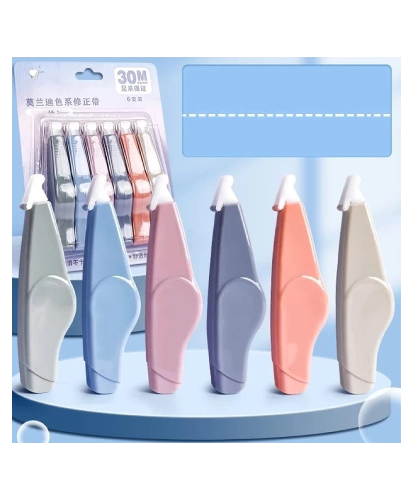 Azhari Morandi Correction Tape 30 Meter X 5 MM for Journal, Correction Pen tap Perfect for School Students Office Home Supplies Pack of 6 Color & Design May Vary-image-8
